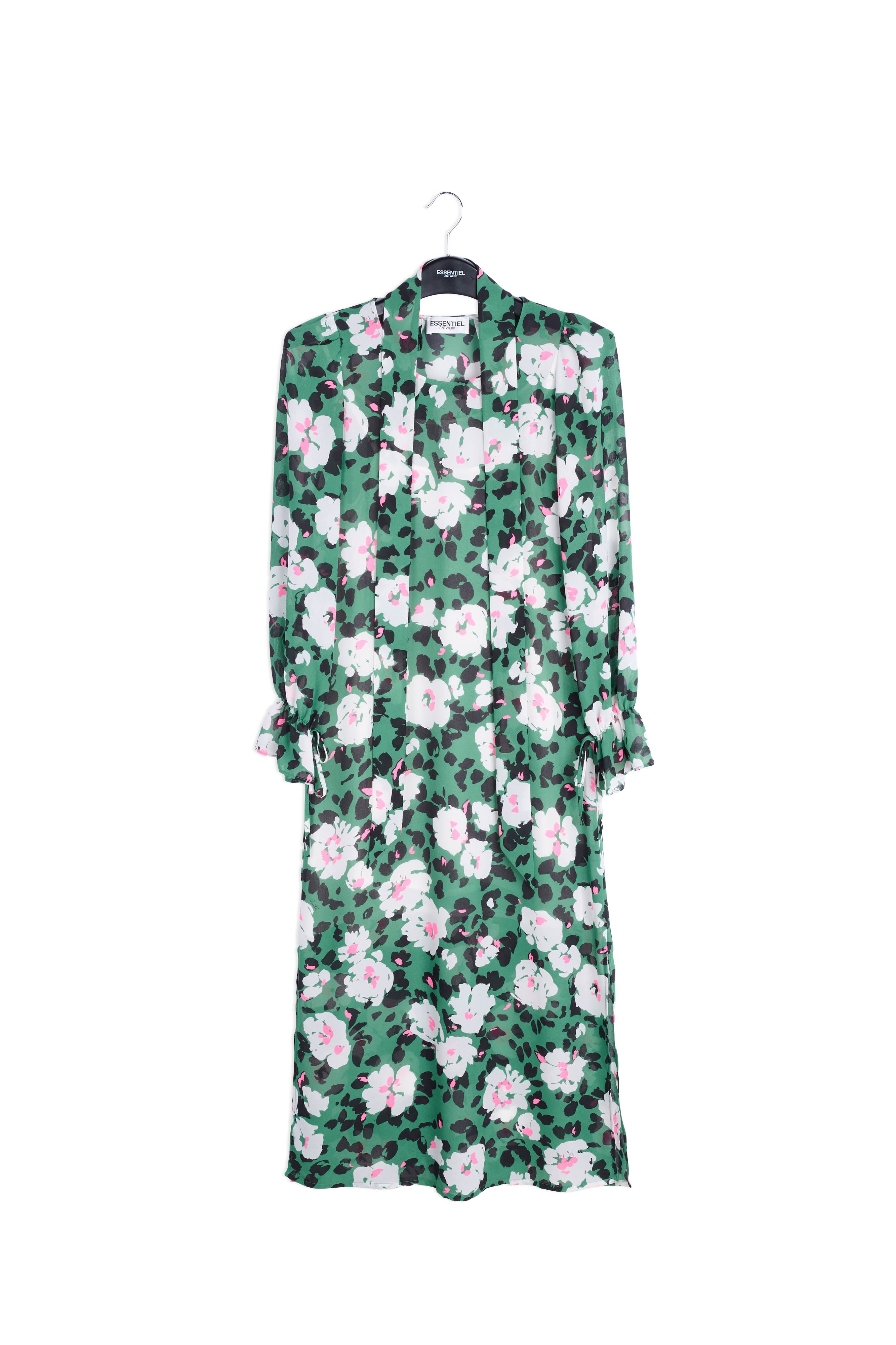 Robe midi verte à fleurs avec ceinture RE—SSENTIEL | Essentiel second hand