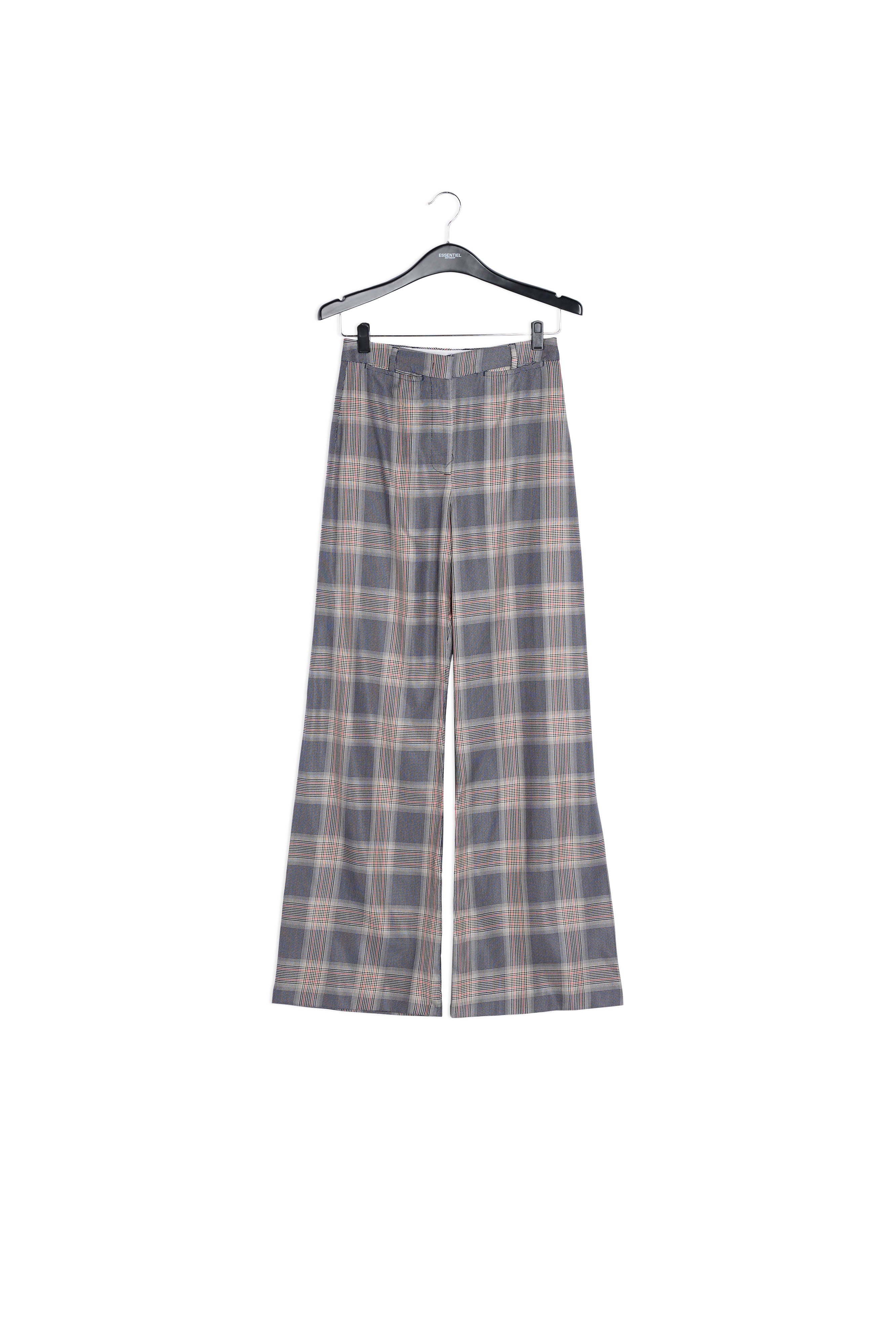 Pantalon tartan gris aux jambes larges RE—SSENTIEL | Essentiel second hand