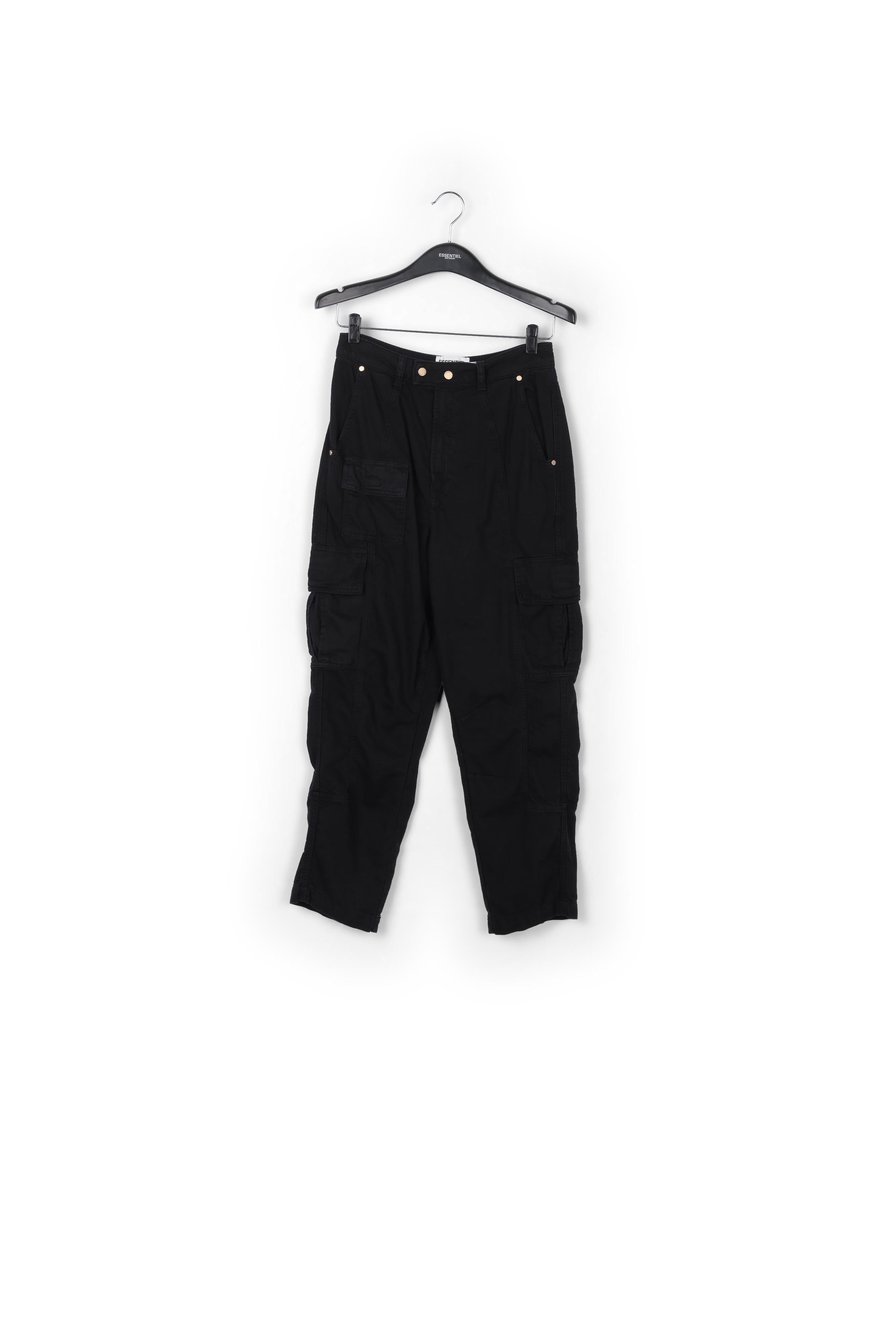 Zwarte cargojeans met rechte pijpen RE—SSENTIEL | Essentiel second hand