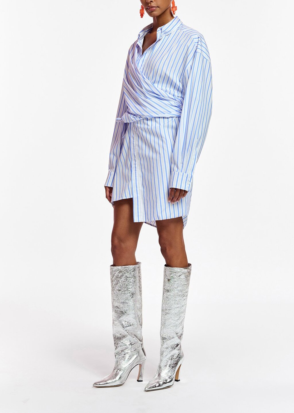 Mini robe en coton à  rayures blanches et bleues RE—SSENTIEL | Essentiel second hand