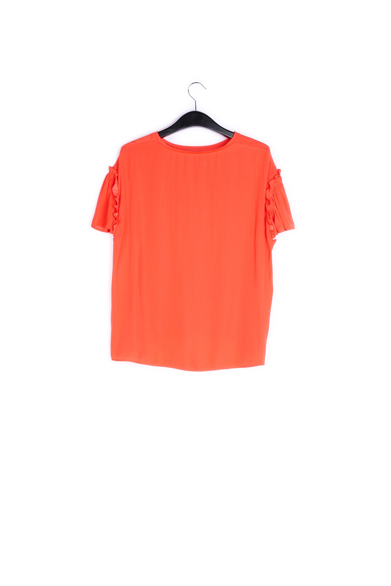 Orange ruffled short-sleeve top RE—SSENTIEL | Essentiel second hand