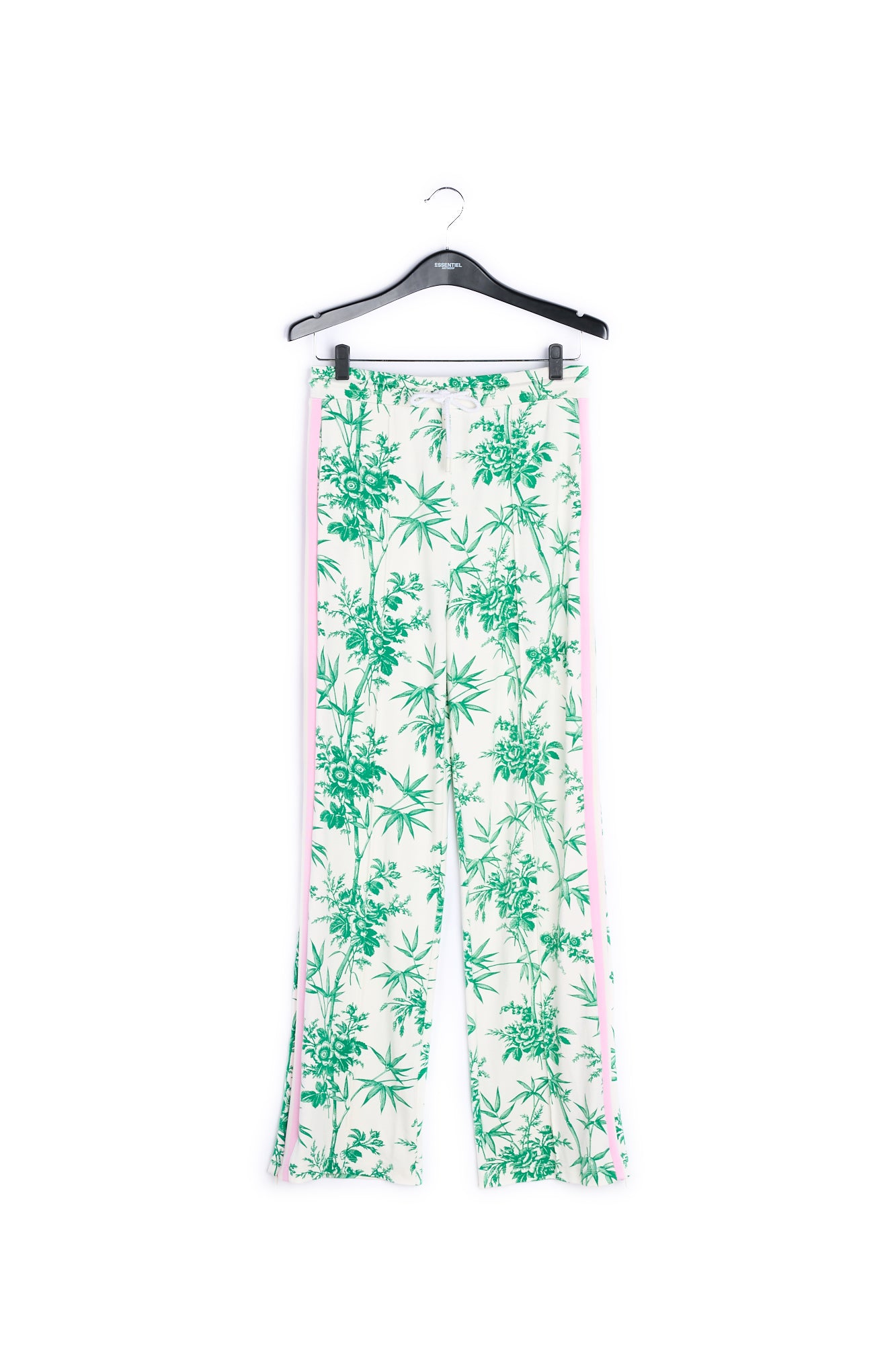 Classic white tracksuit bottoms with green print RE—SSENTIEL | Essentiel second hand