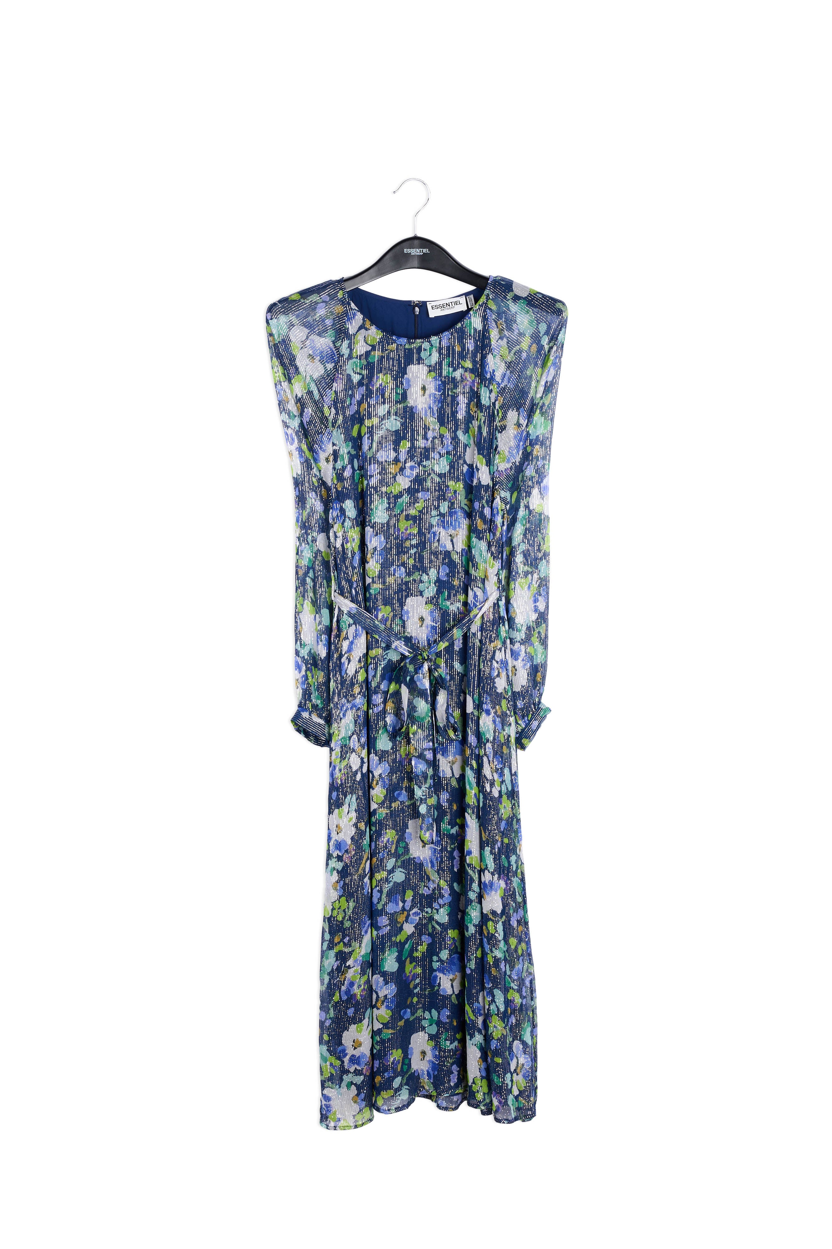 Robe midi vert menthe à fleurs avec ceinture RE—SSENTIEL | Essentiel second hand