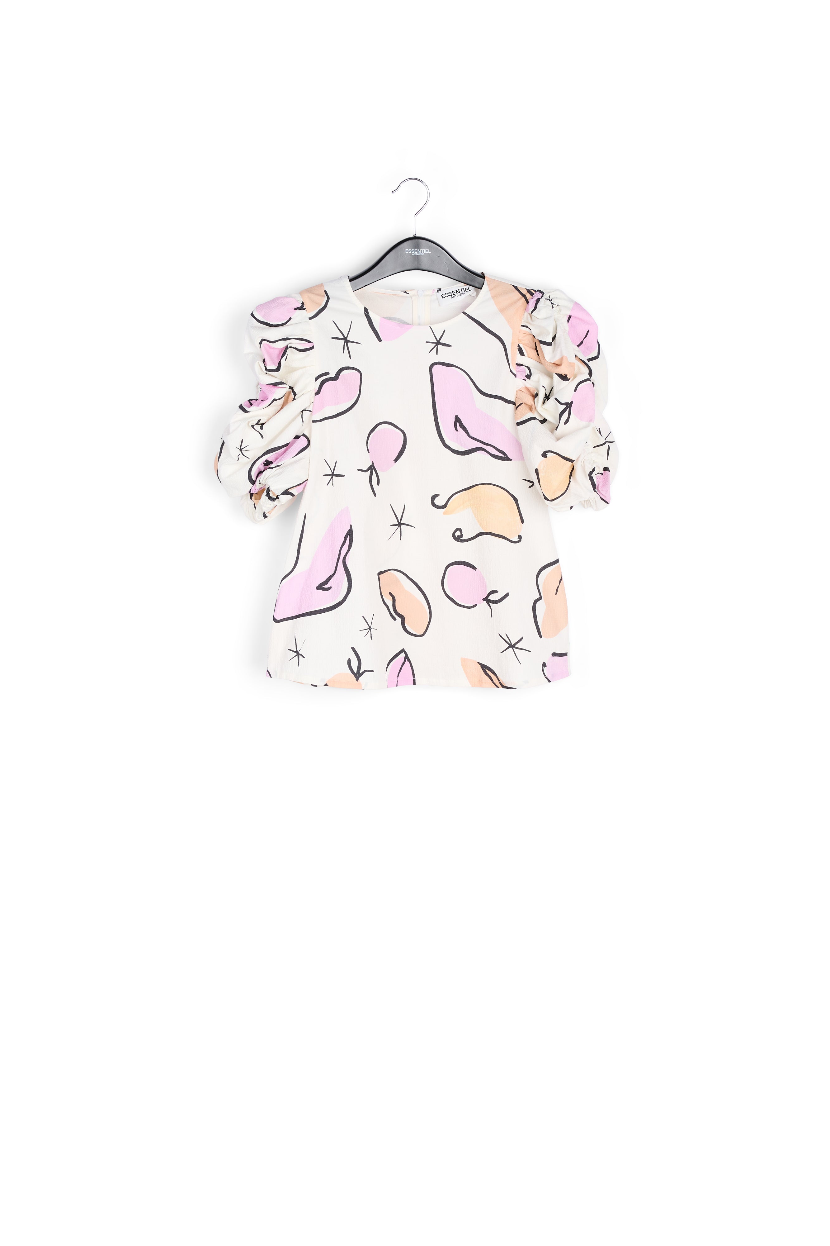 Light pink puffed sleeve top RE—SSENTIEL | Essentiel second hand