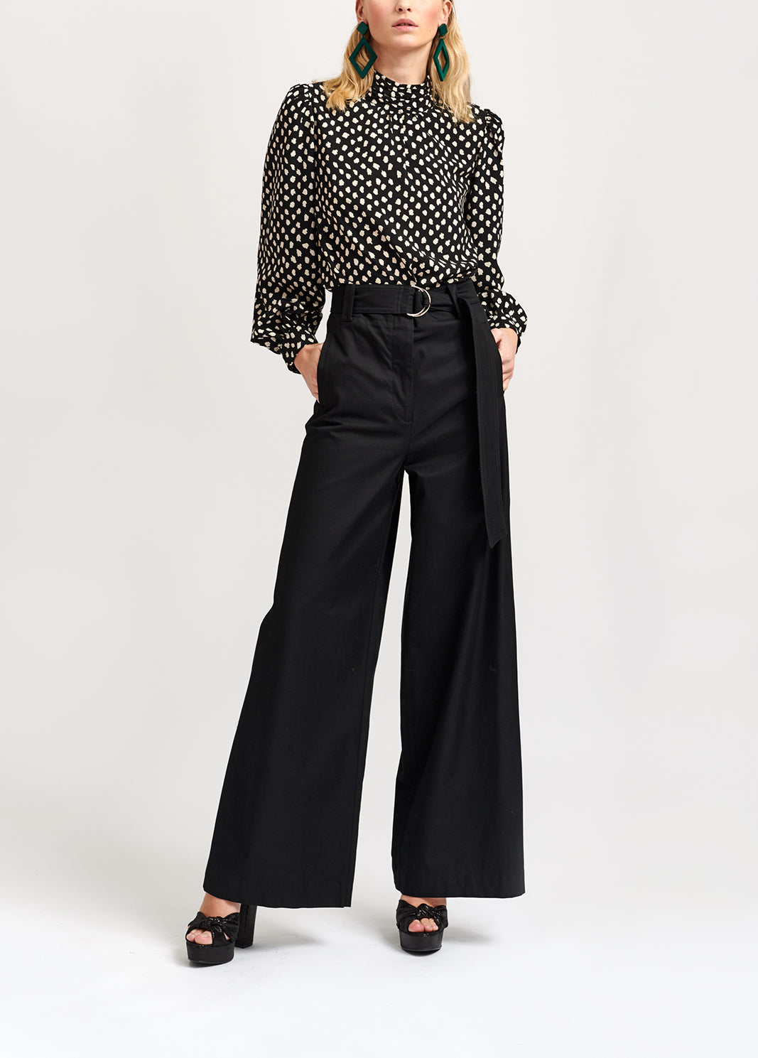Black polka dot turtleneck top RE—SSENTIEL | Essentiel second hand