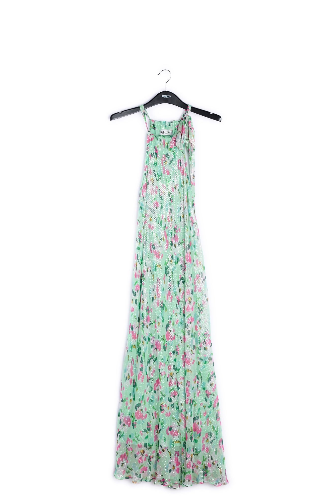 Mint green floral-print halterneck maxi dress RE—SSENTIEL | Essentiel second hand