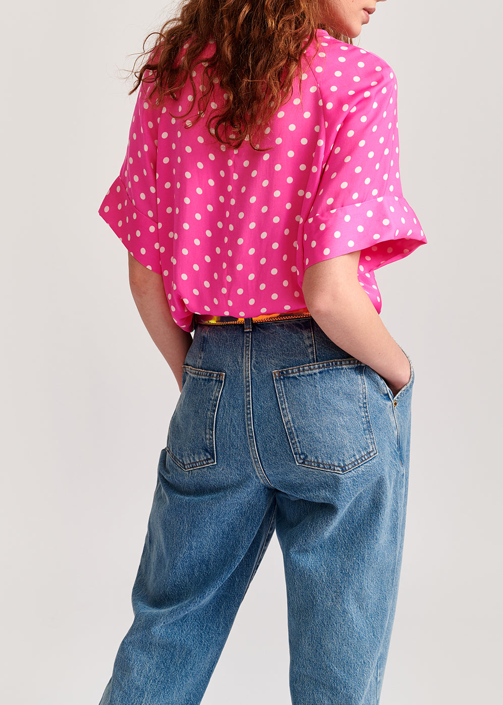 Neon pink polka dot top RE—SSENTIEL | Essentiel second hand