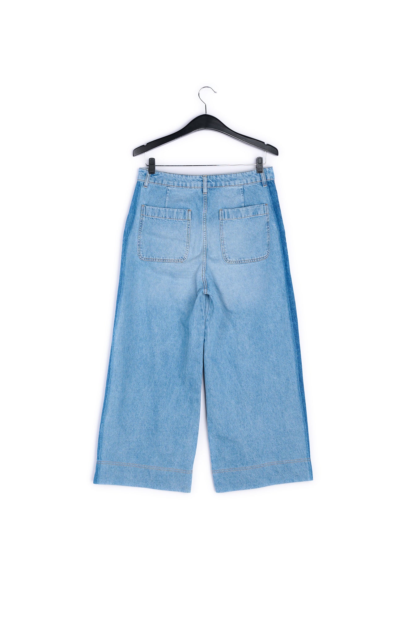 Stone washed blue wide jeans with side stripe RE—SSENTIEL | Essentiel second hand