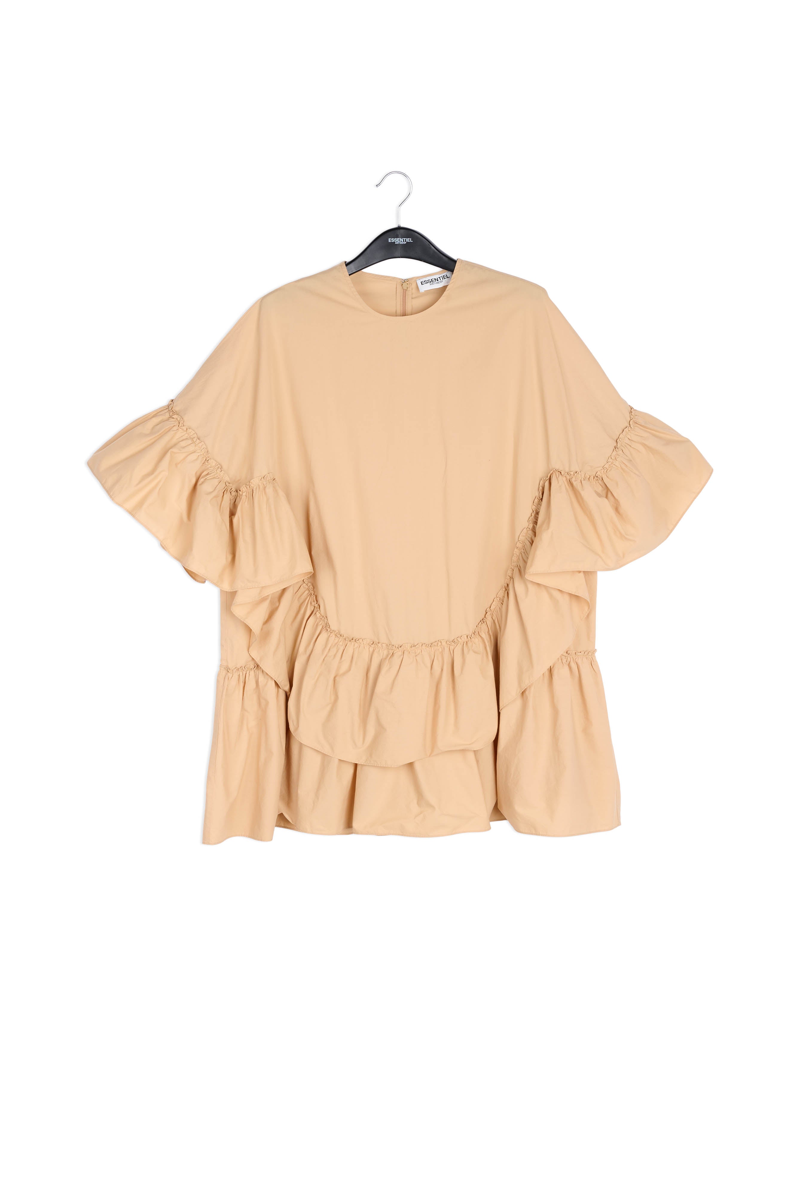 Beige katoenen jurk met volants RE—SSENTIEL | Essentiel second hand