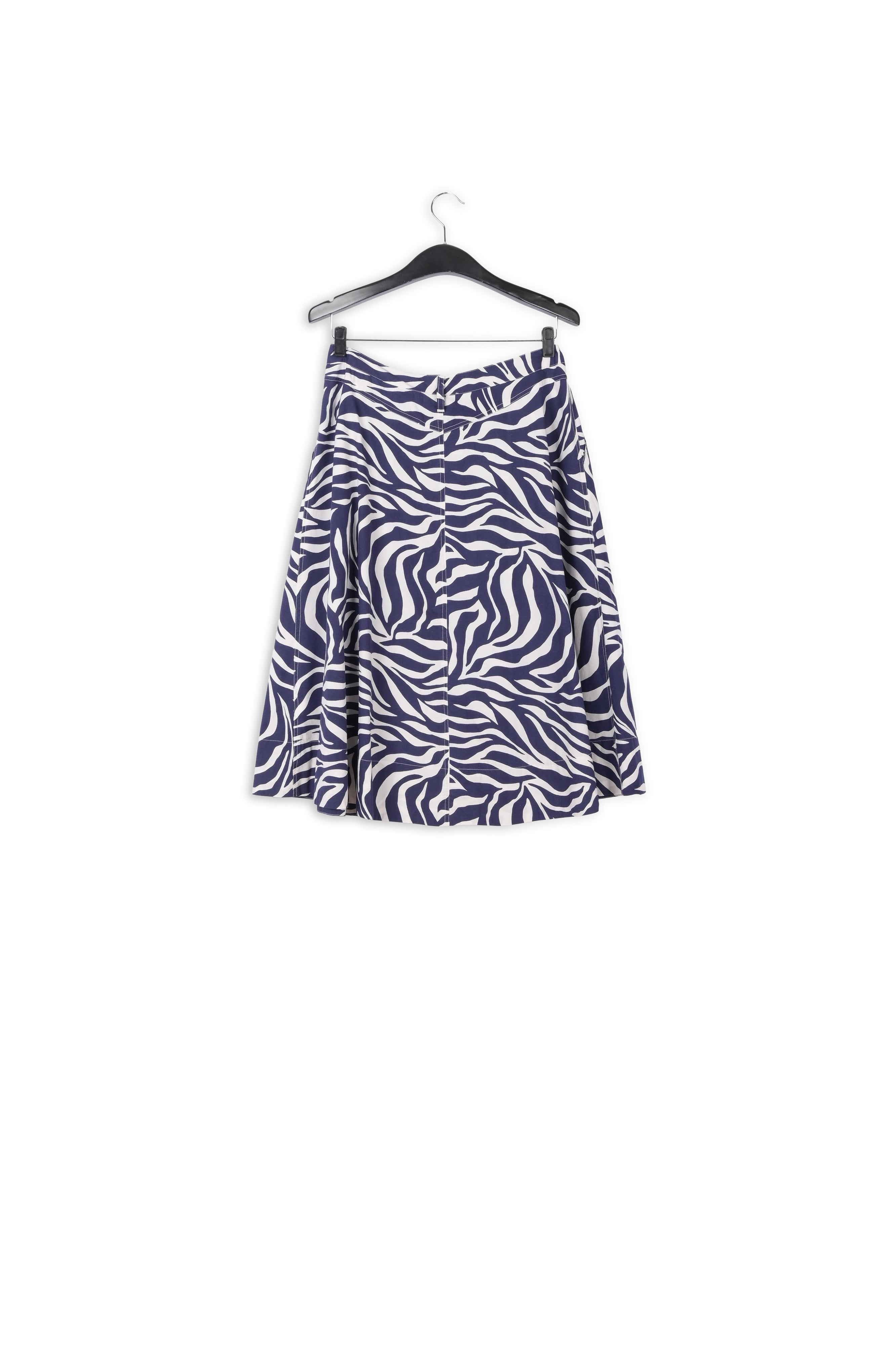 Off-white and navy blue zebra-print cotton midi skirt RE—SSENTIEL | Essentiel second hand