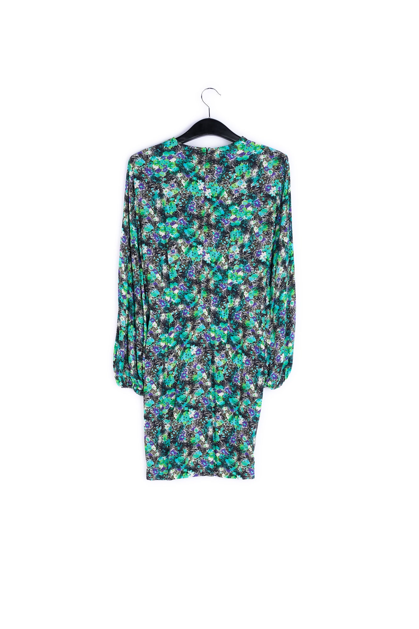 Zwarte en blauwe mini-jurk met bloemenprint RE—SSENTIEL | Essentiel second hand