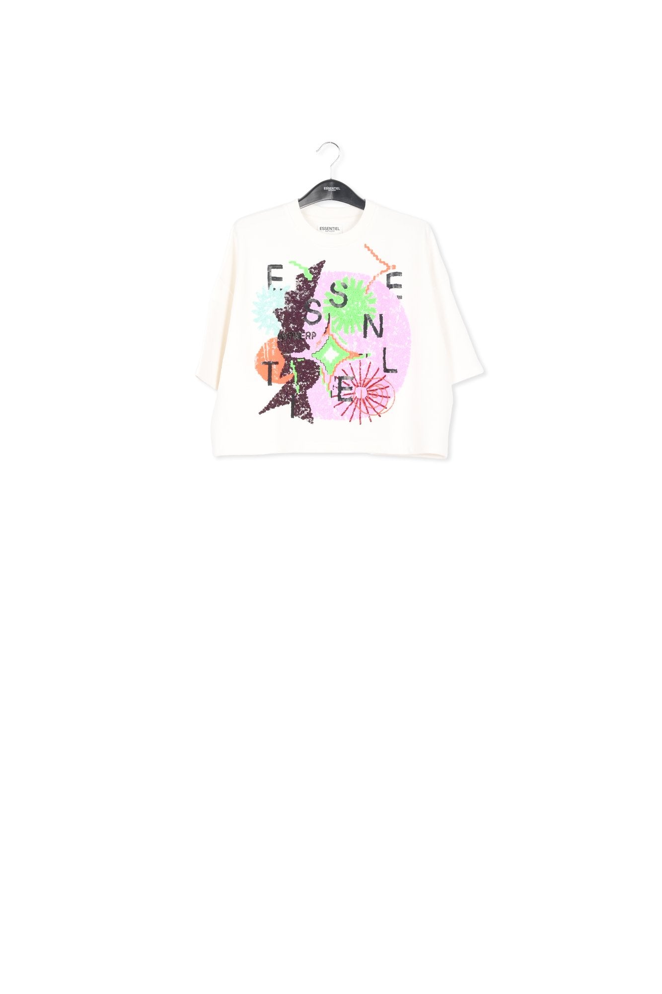 Off-white short-sleeved sweatshirt with sequin embroideries RE—SSENTIEL | Essentiel second hand