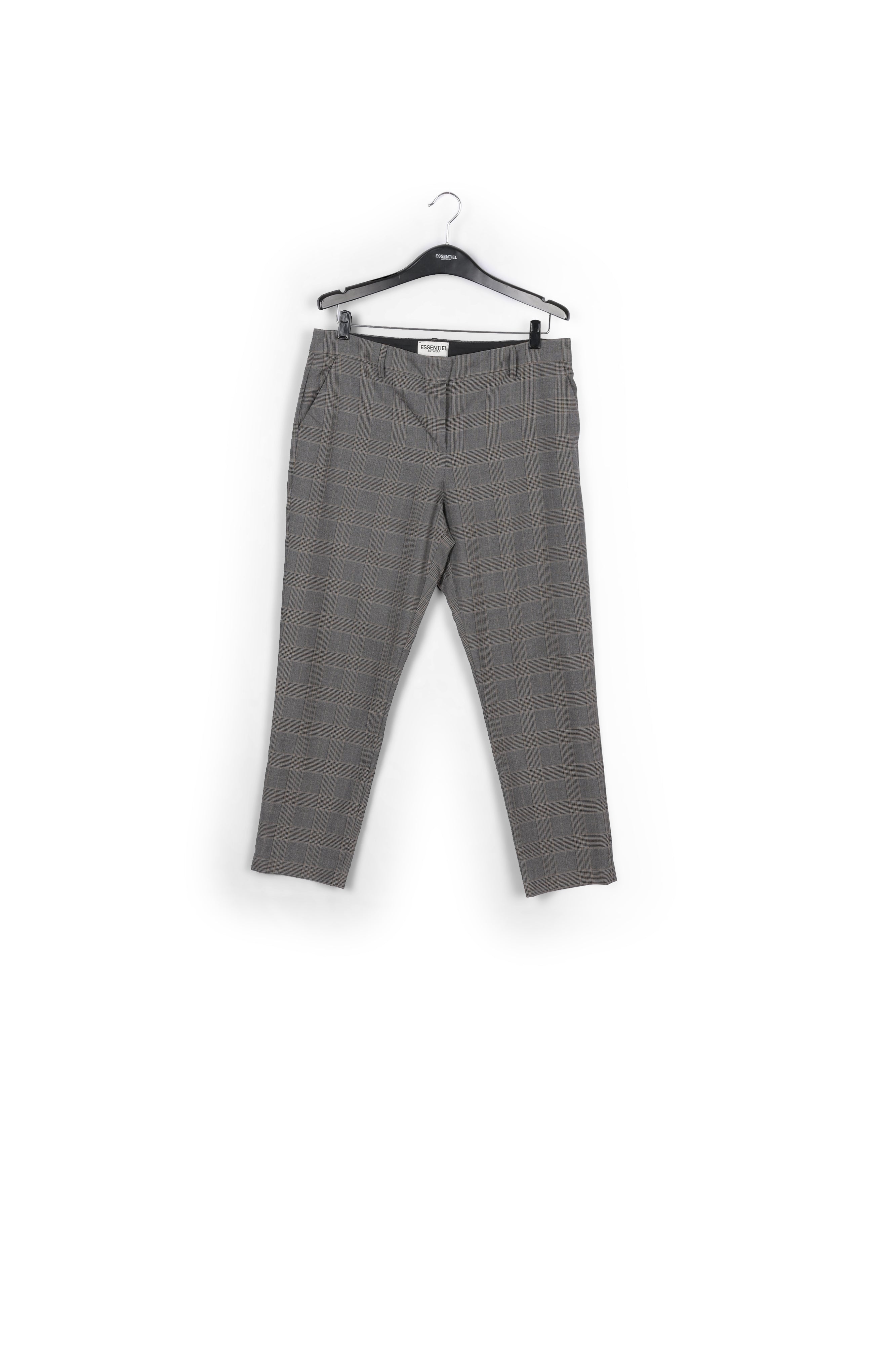 Pantalon gris 7/8me fuselé à carreaux RE—SSENTIEL | Essentiel second hand