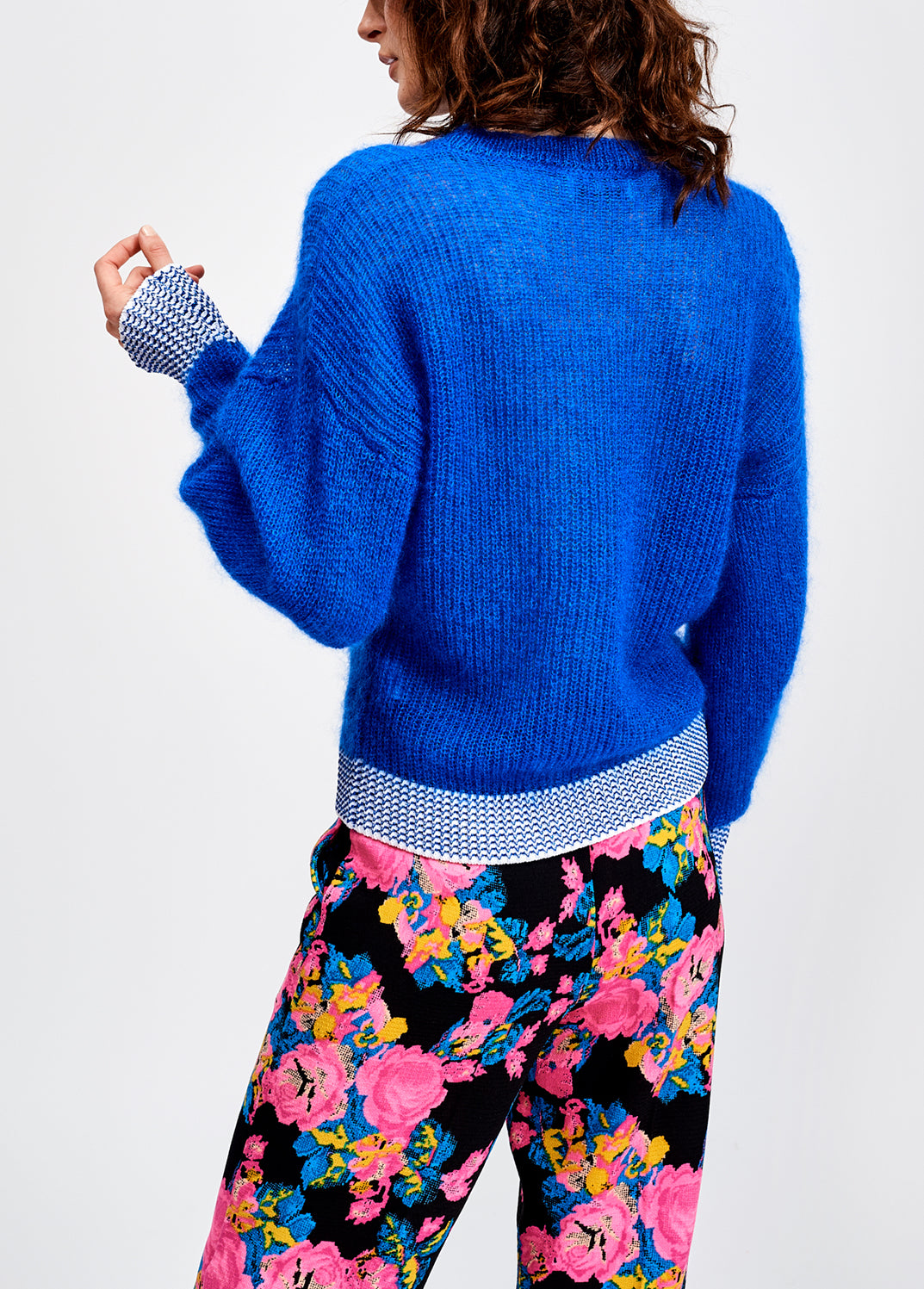 Turquoise summer sweater with contrasting trims RE—SSENTIEL | Essentiel second hand