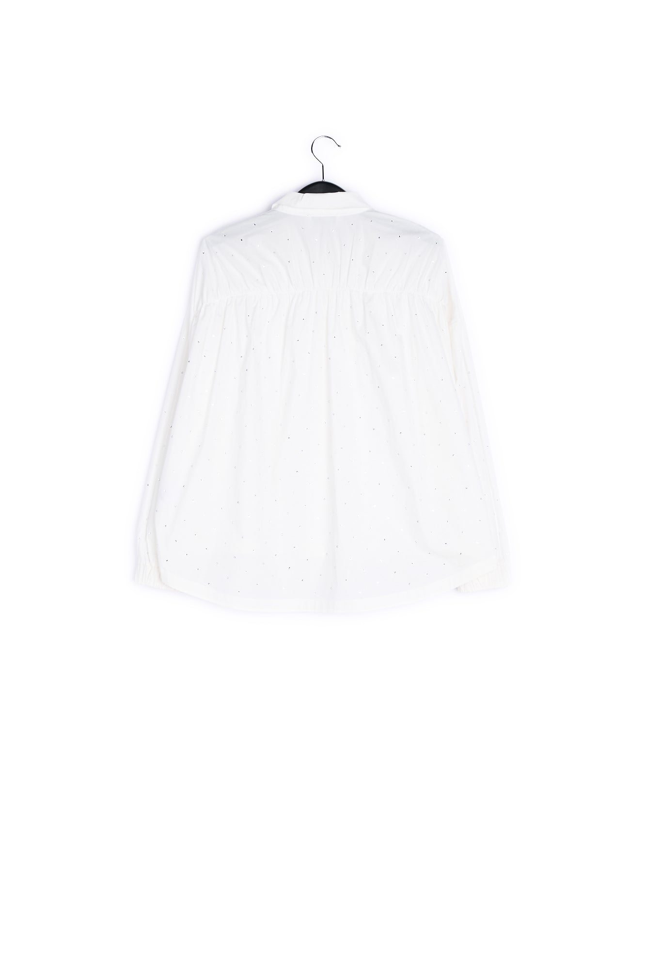 White oversized cotton-poplin shirt with rhinestones RE—SSENTIEL | Essentiel second hand
