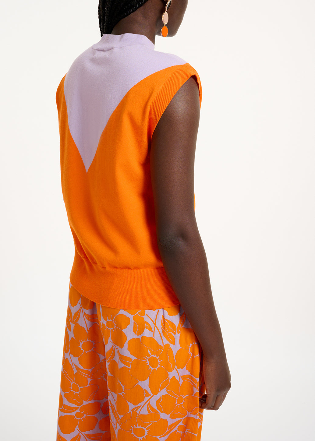 Orange and lilac knitted sleeveless top RE—SSENTIEL | Essentiel second hand