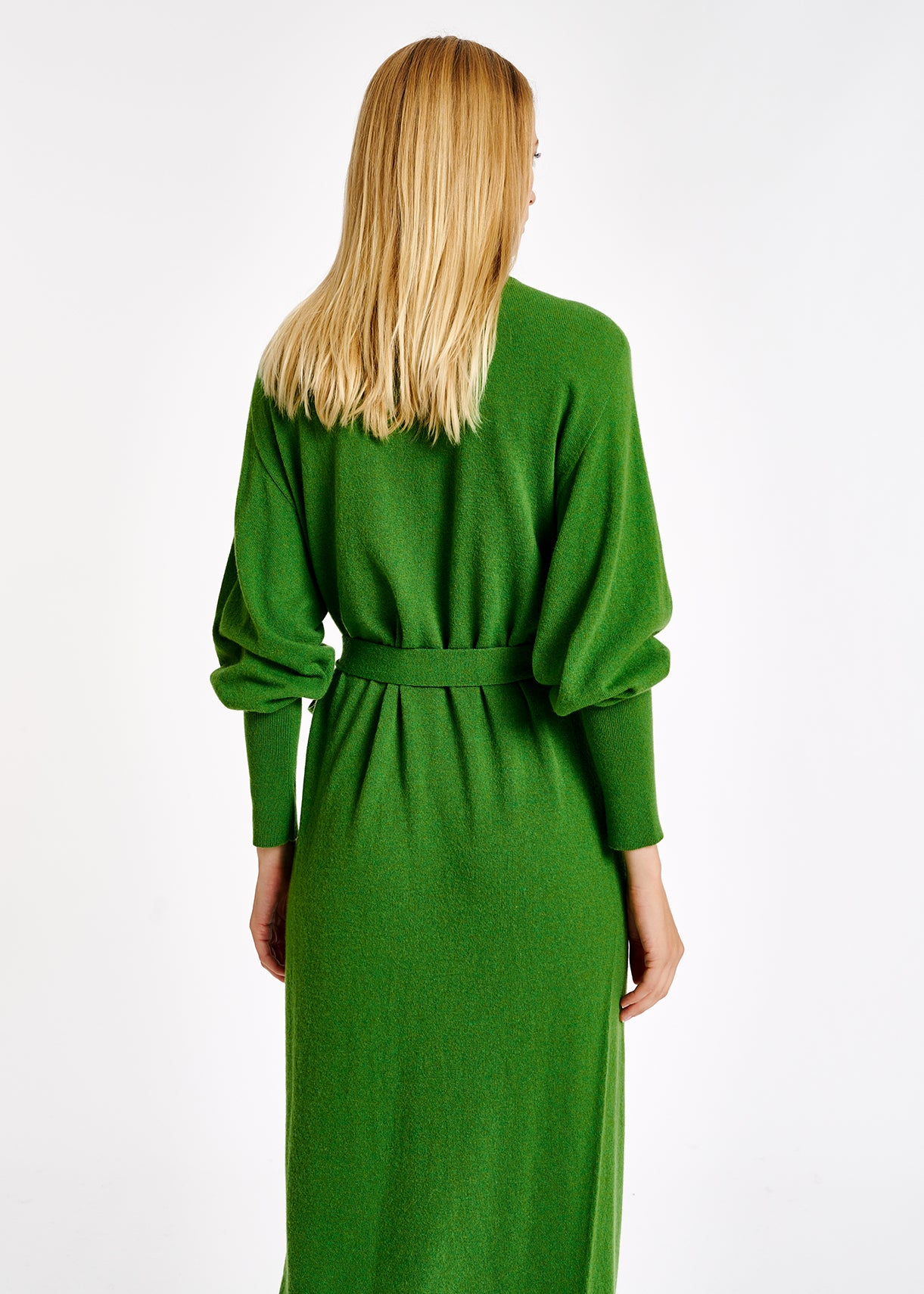 Green midi-length merino wool blend knit dress RE—SSENTIEL | Essentiel second hand