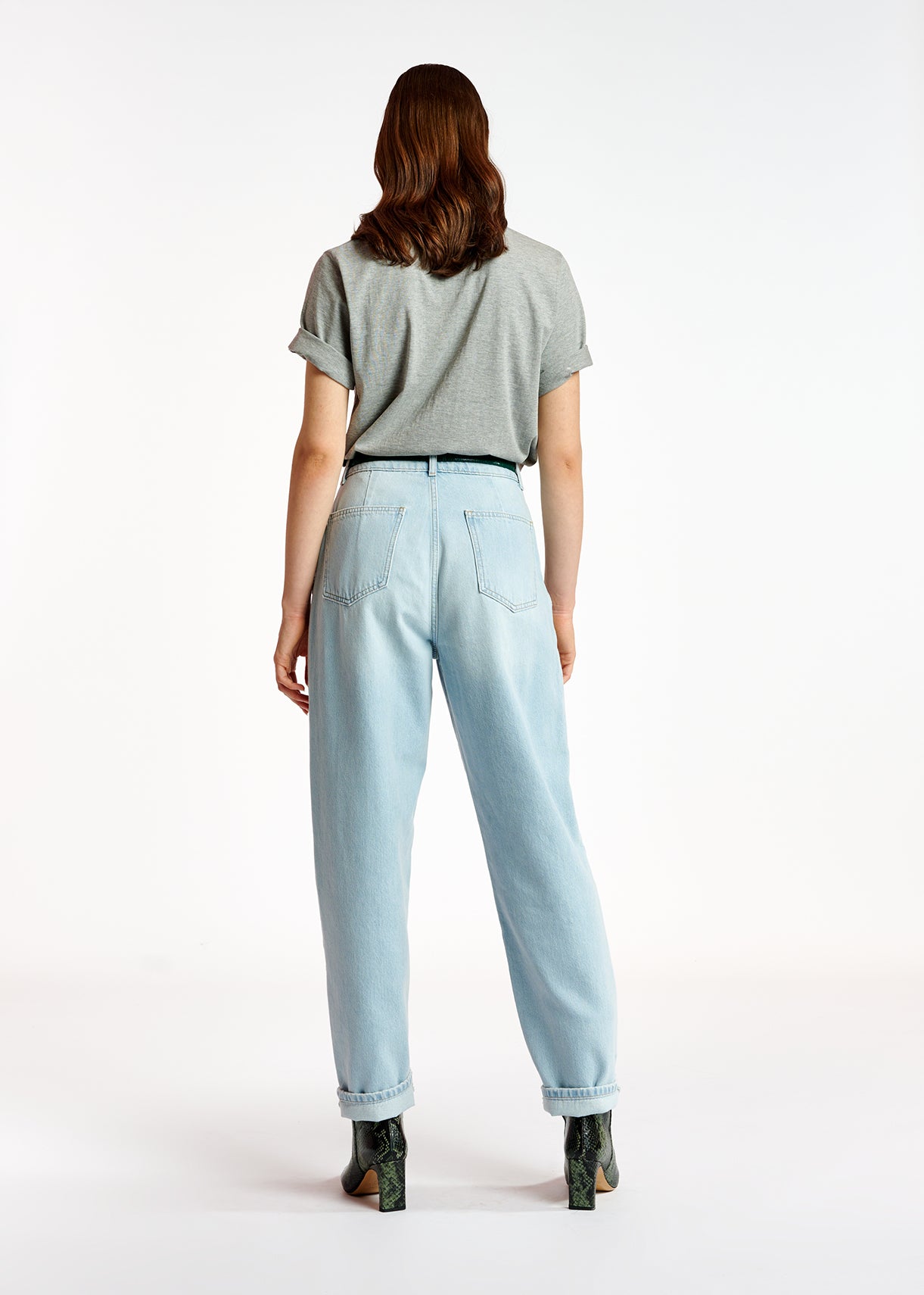 Grey cotton T-shirt with bead embroidery detail RE—SSENTIEL | Essentiel second hand