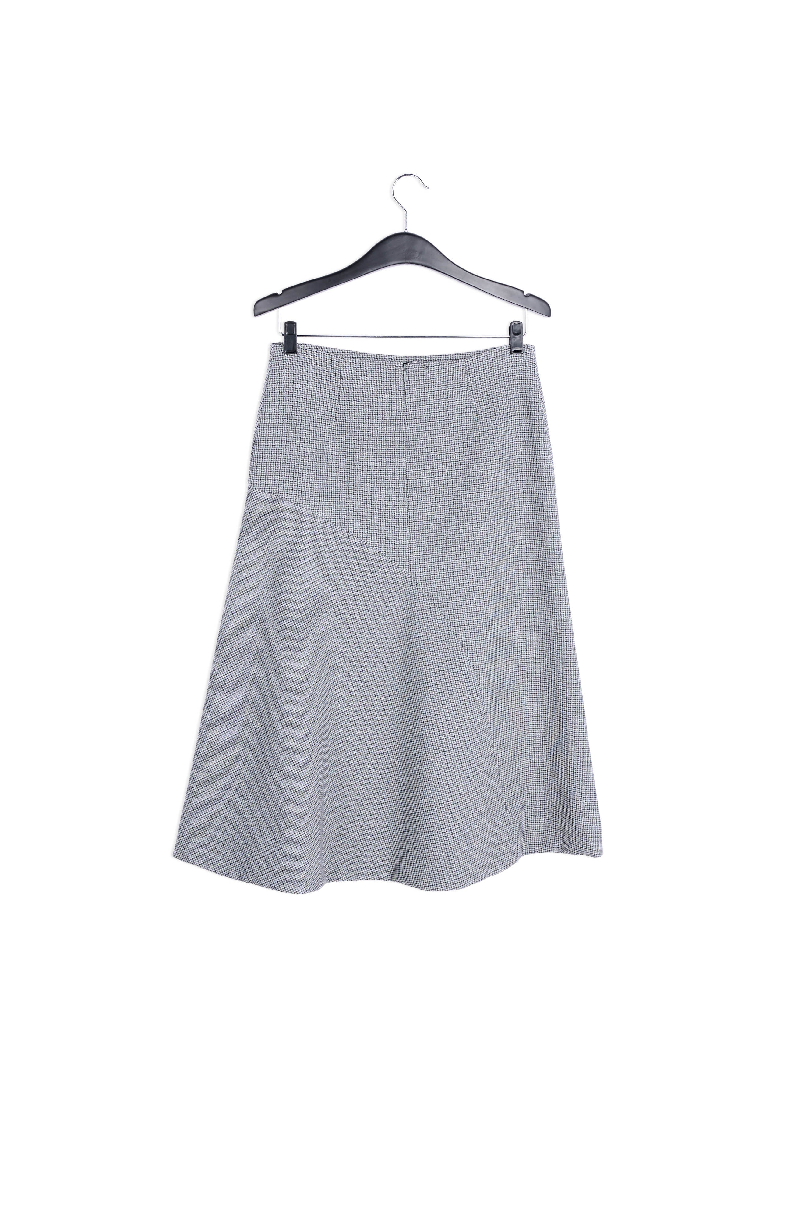 Jupe midi grise au motif pied-de-poule RE—SSENTIEL | Essentiel second hand