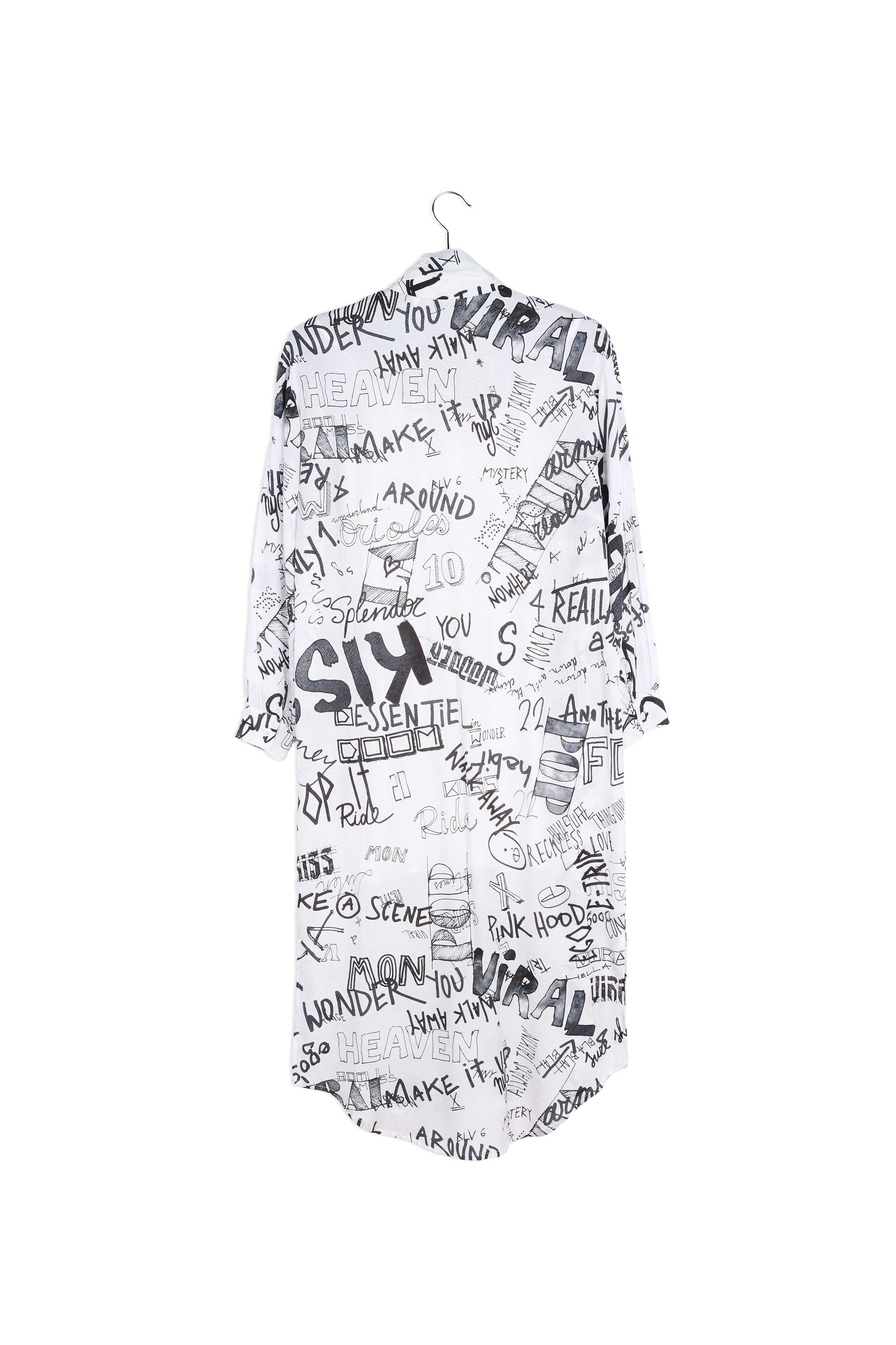 Robe chemise blanc cassé avec imprimé graffiti noir RE—SSENTIEL | Essentiel second hand