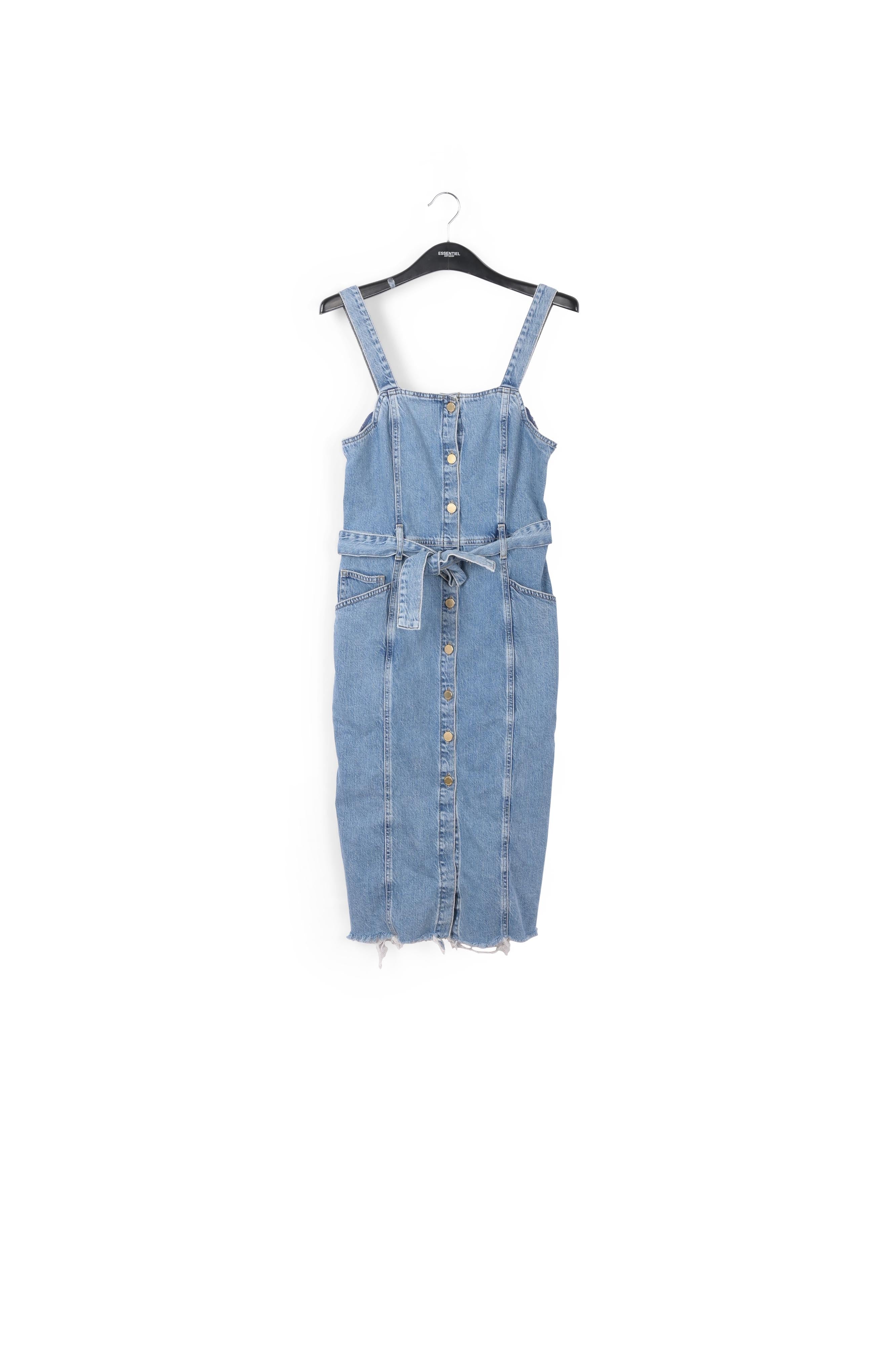 Dark blue belted denim mini dress RE—SSENTIEL | Essentiel second hand