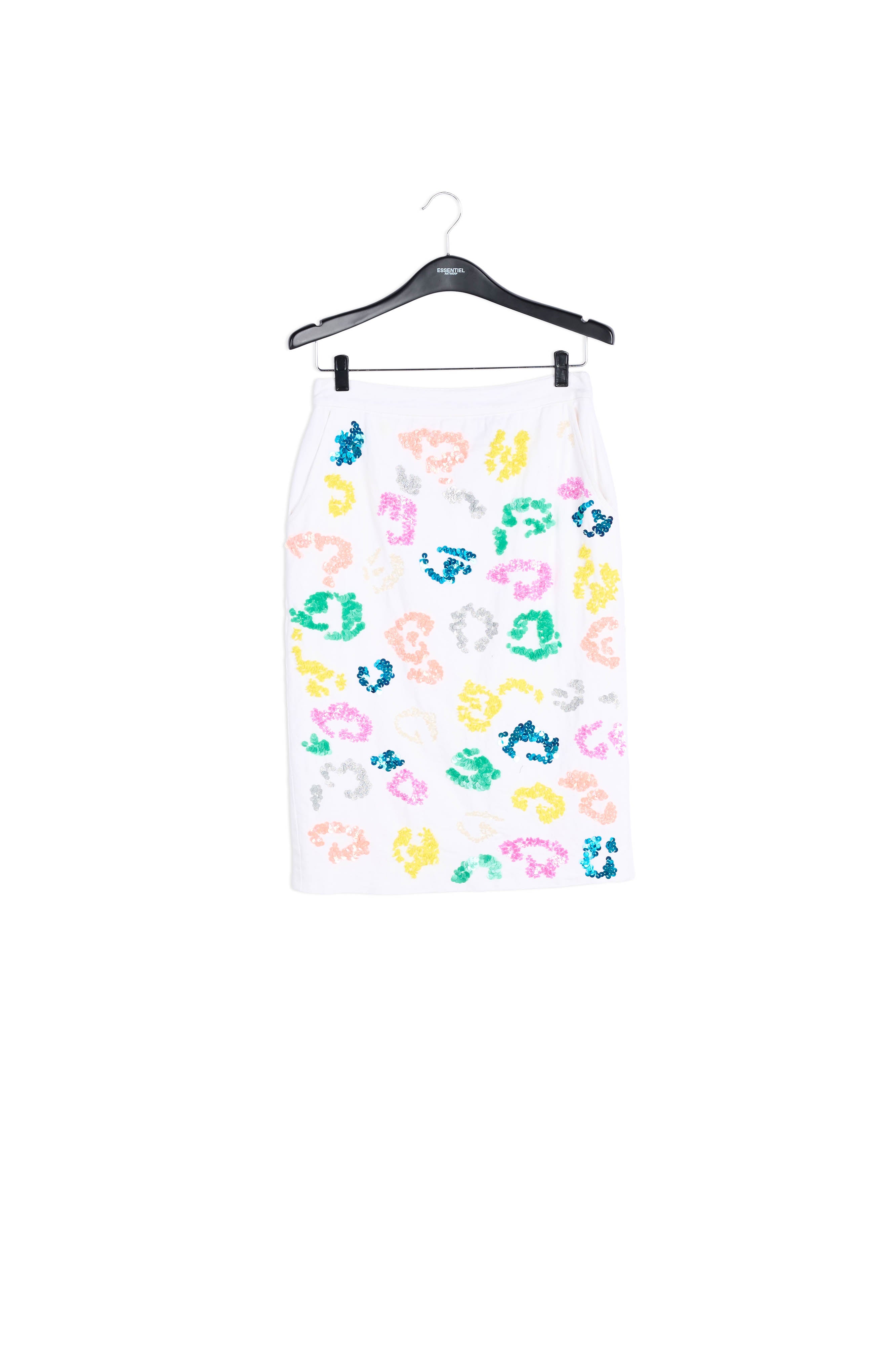 Off-white sequined leopard print pencil skirt RE—SSENTIEL | Essentiel second hand