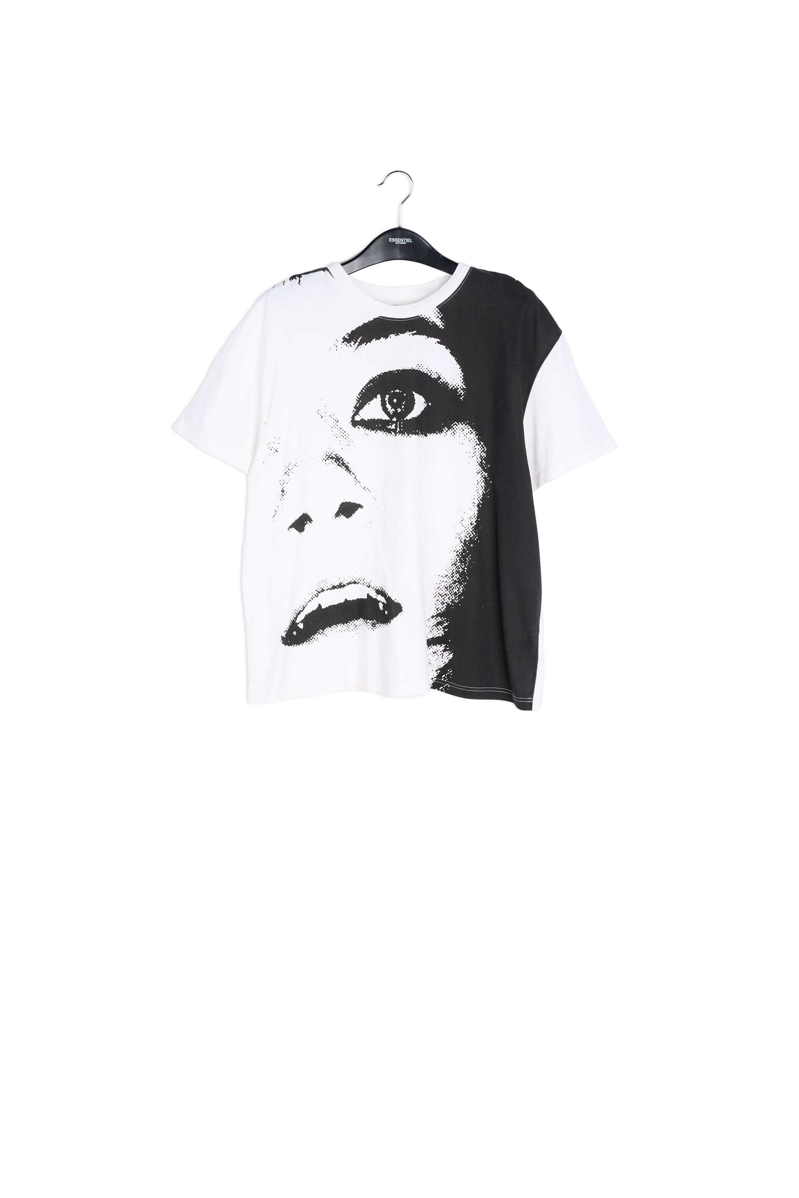 Off-white cotton-jersey face-print t-shirt RE—SSENTIEL | Essentiel second hand
