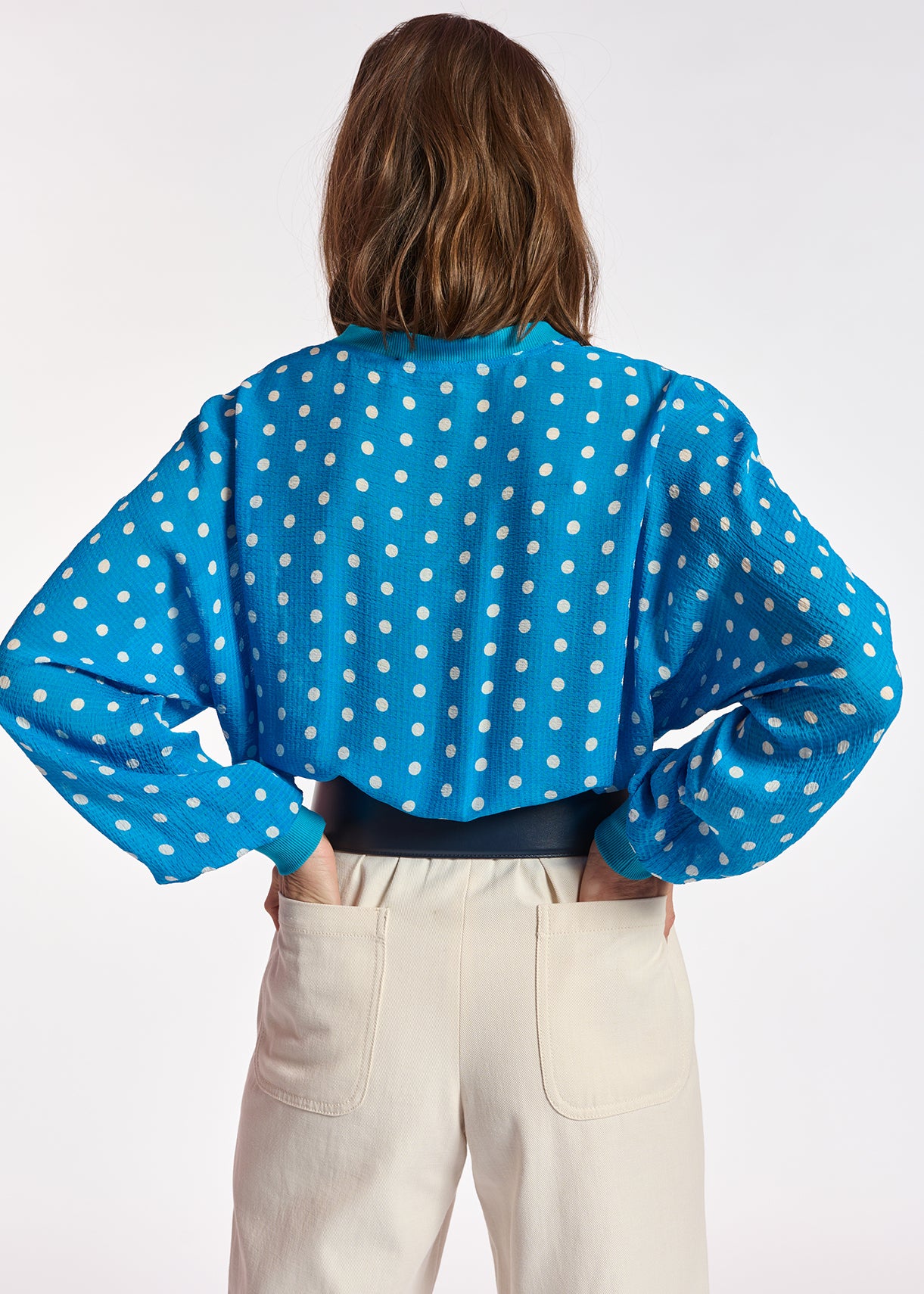 Blue and white polka-dot loose-fit top RE—SSENTIEL | Essentiel second hand