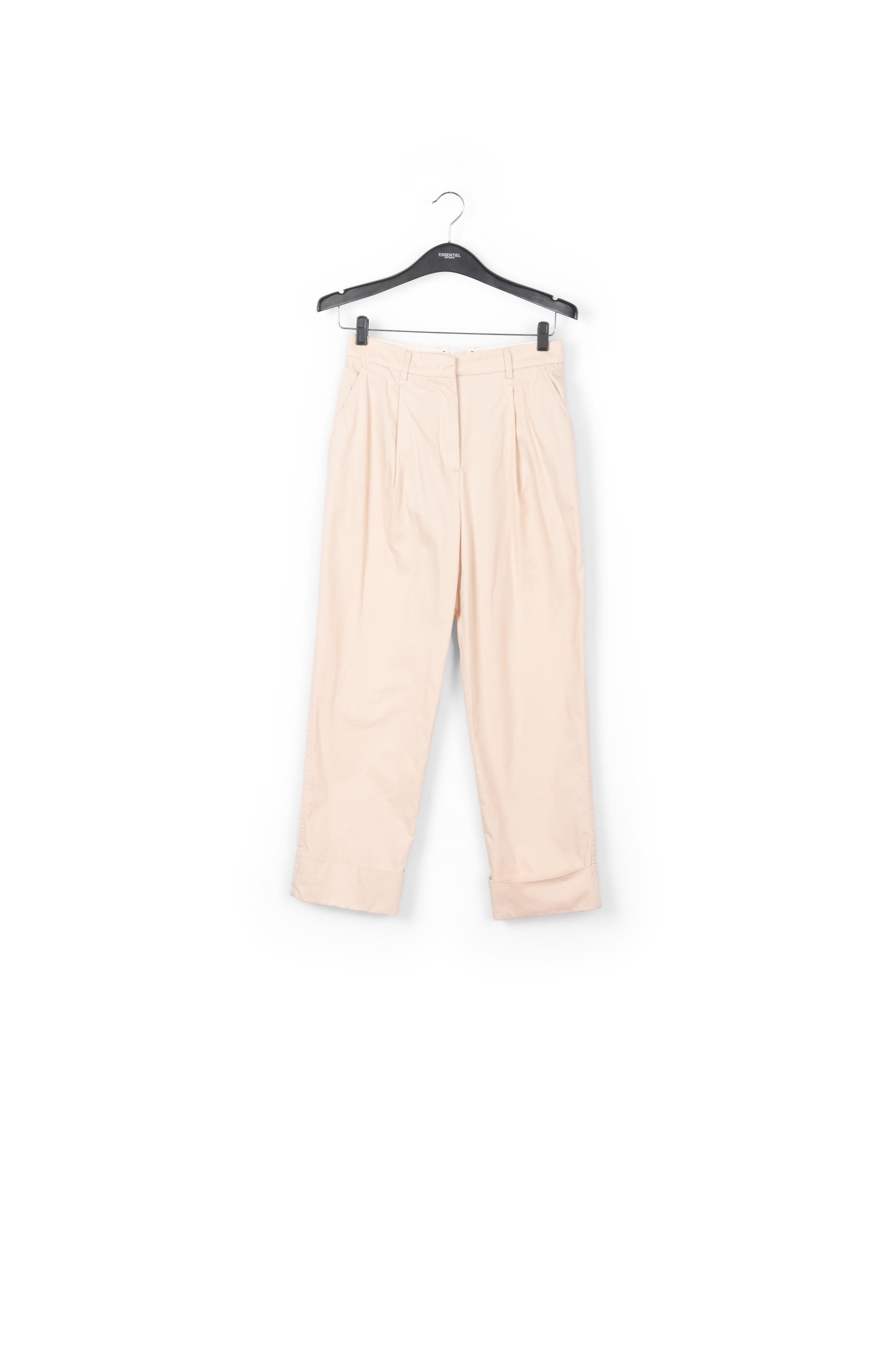 Beige cotton-blend straight-leg pants RE—SSENTIEL | Essentiel second hand