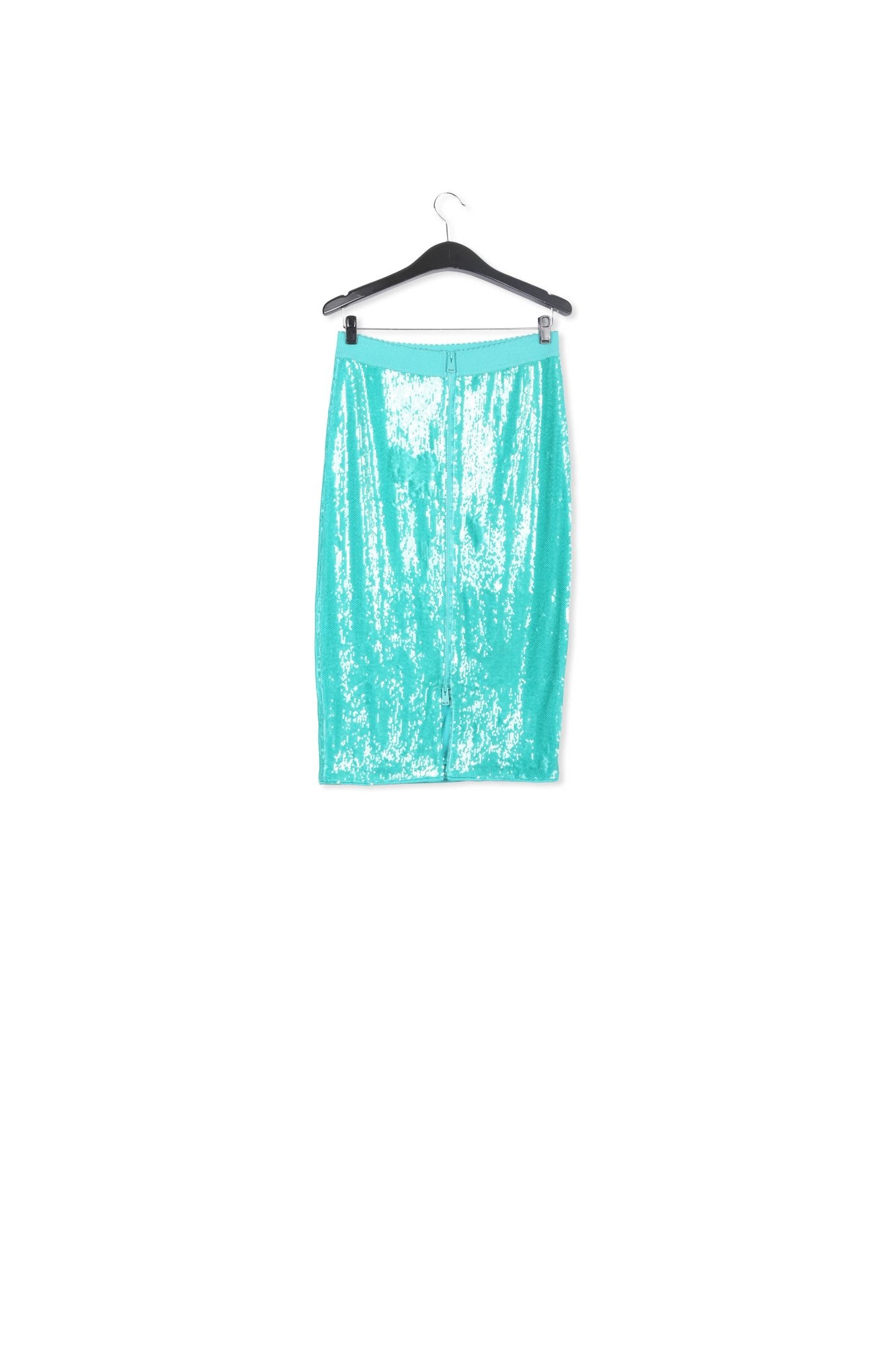 Turquoise sequin-embellished pencil skirt RE—SSENTIEL | Essentiel second hand