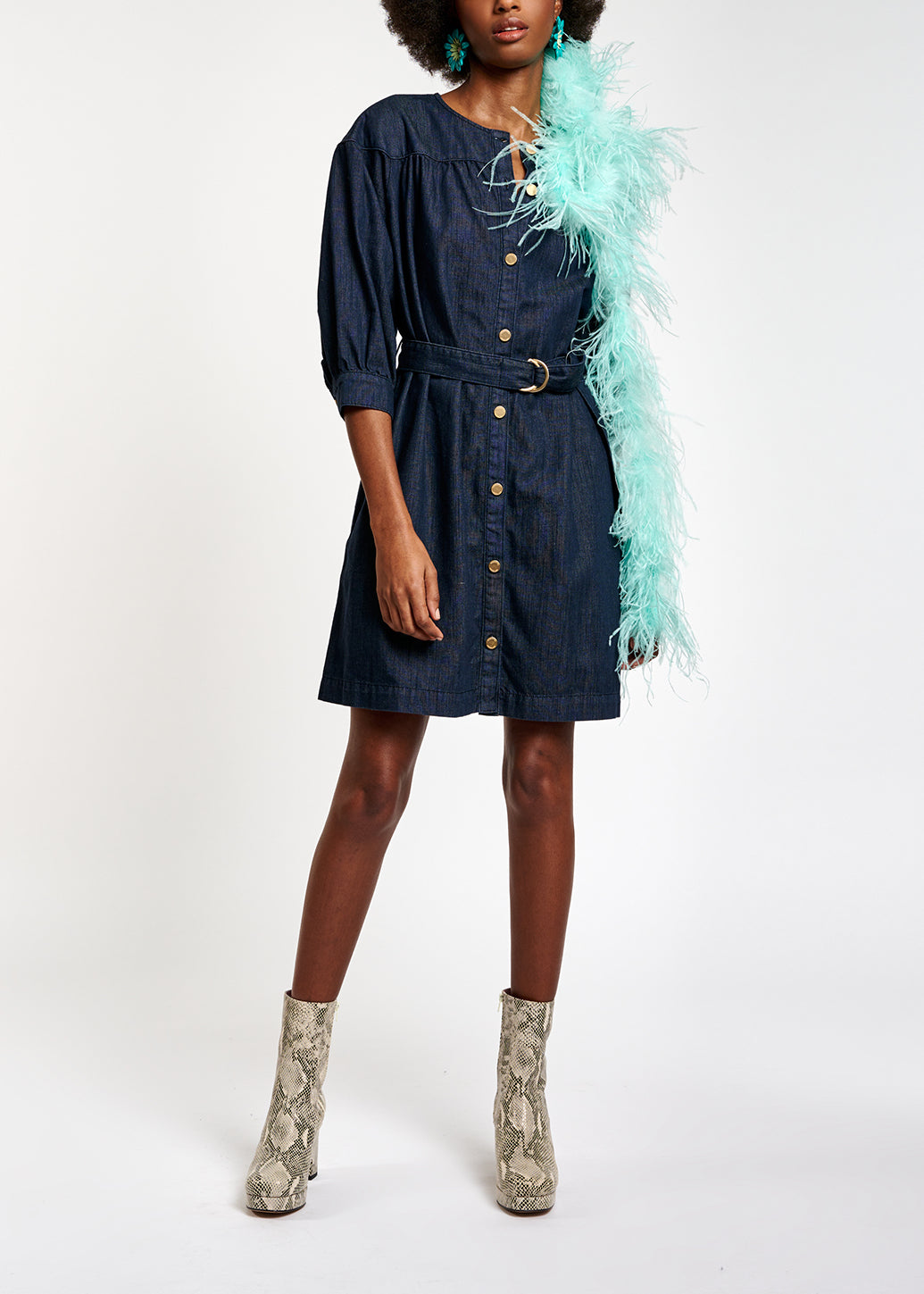 Donkerblauwe mini-jeansjurk RE—SSENTIEL | Essentiel second hand