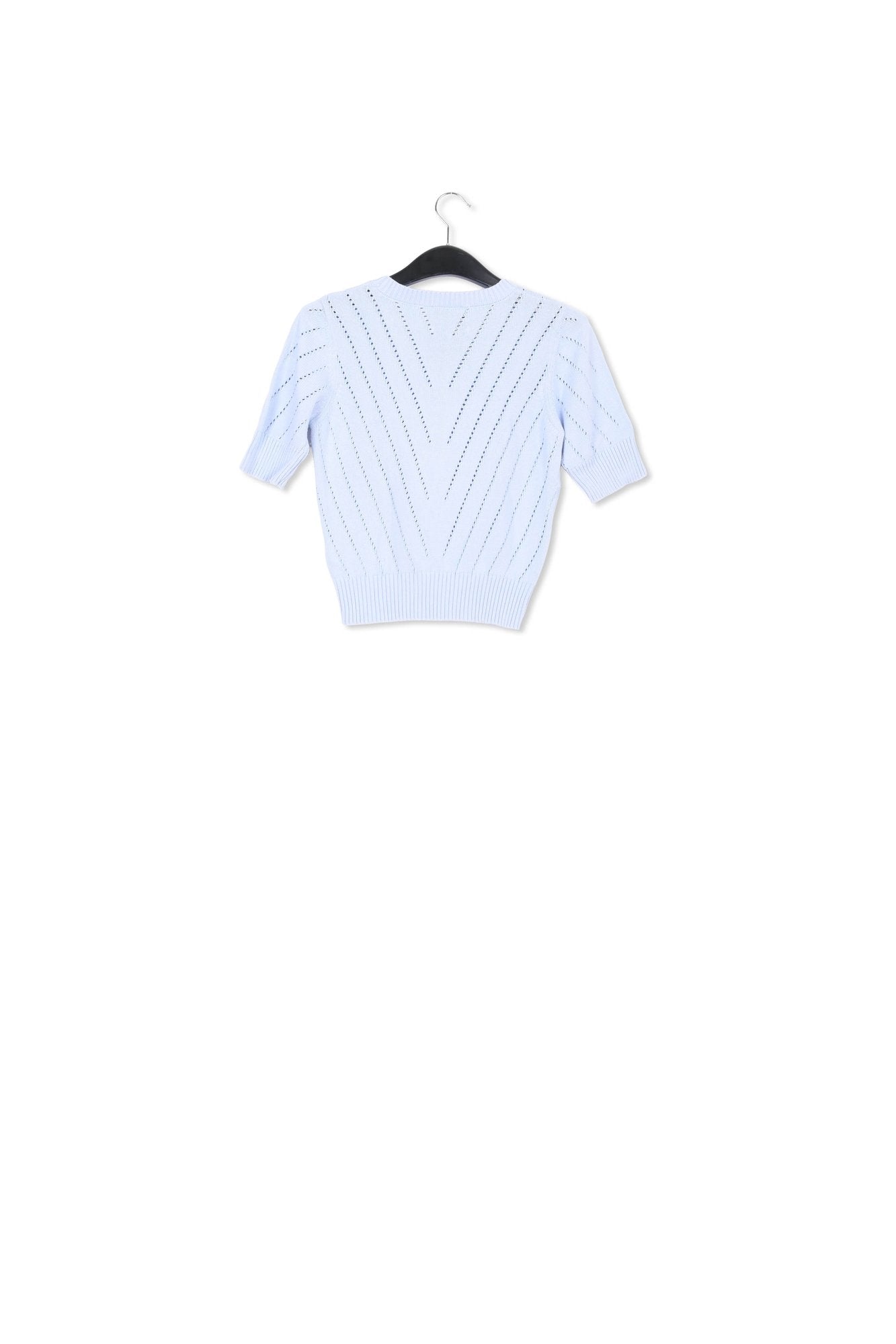 Pull en pointelle bleu clair à broderies RE—SSENTIEL | Essentiel second hand