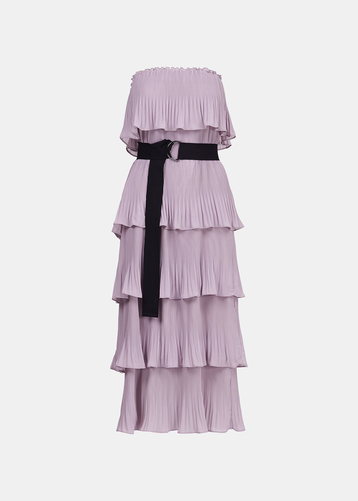 Robe lilas à volants avec ceinture en toile noire RE—SSENTIEL | Essentiel second hand