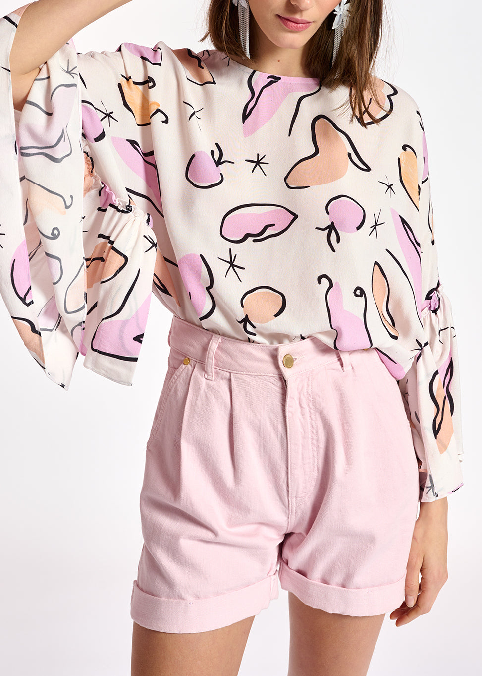 Light pink denim boyfriend shorts RE—SSENTIEL | Essentiel second hand