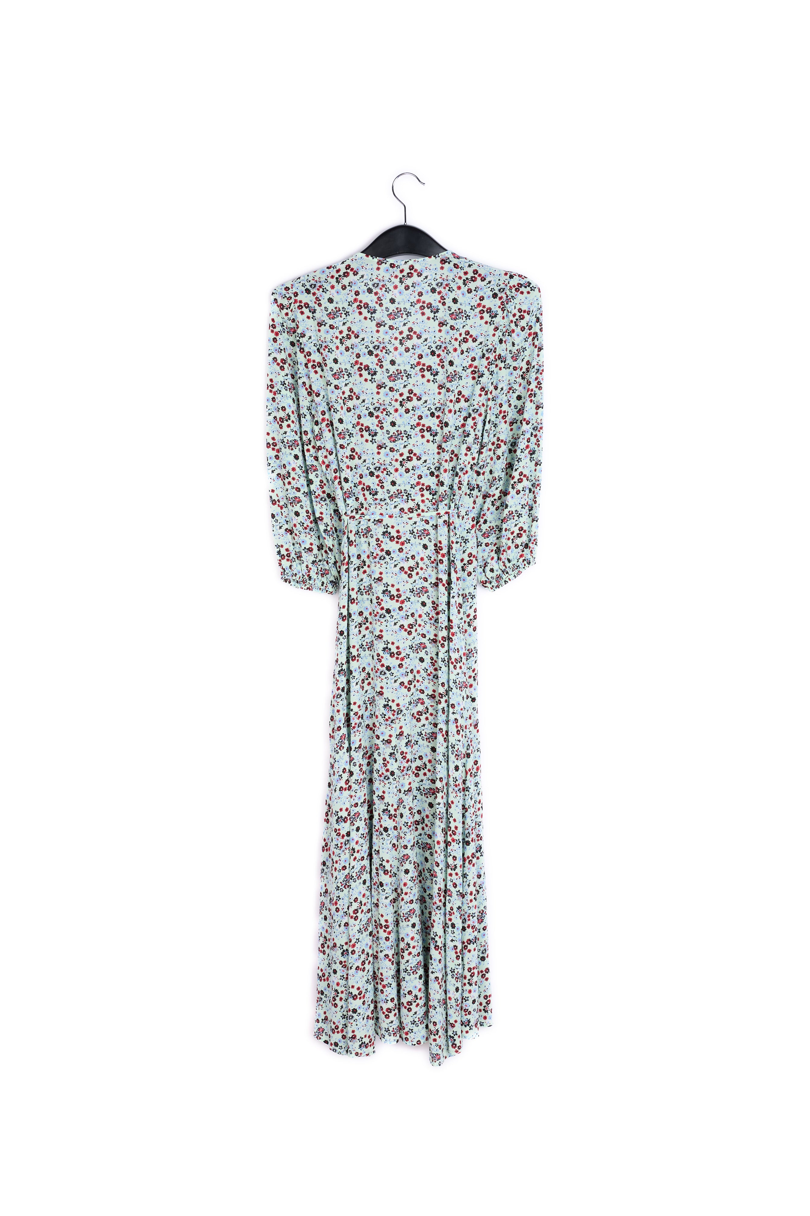 Robe maxi cache-cœur vert menthe à imprimé floral RE—SSENTIEL | Essentiel second hand