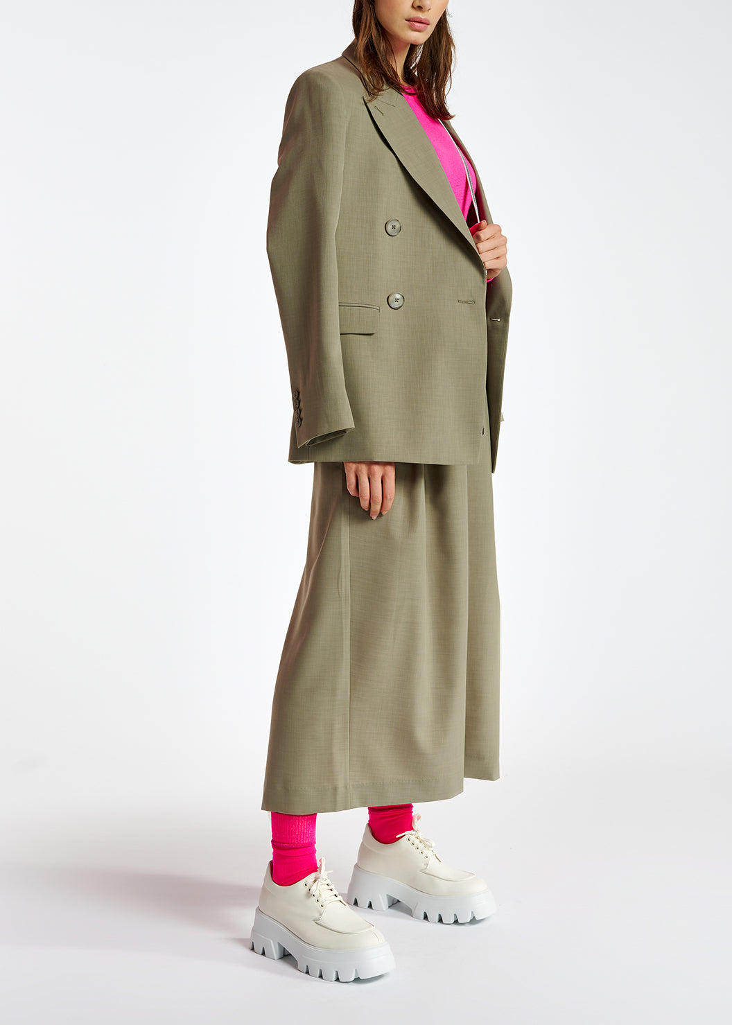 Khaki ankle-length skirt RE—SSENTIEL | Essentiel second hand