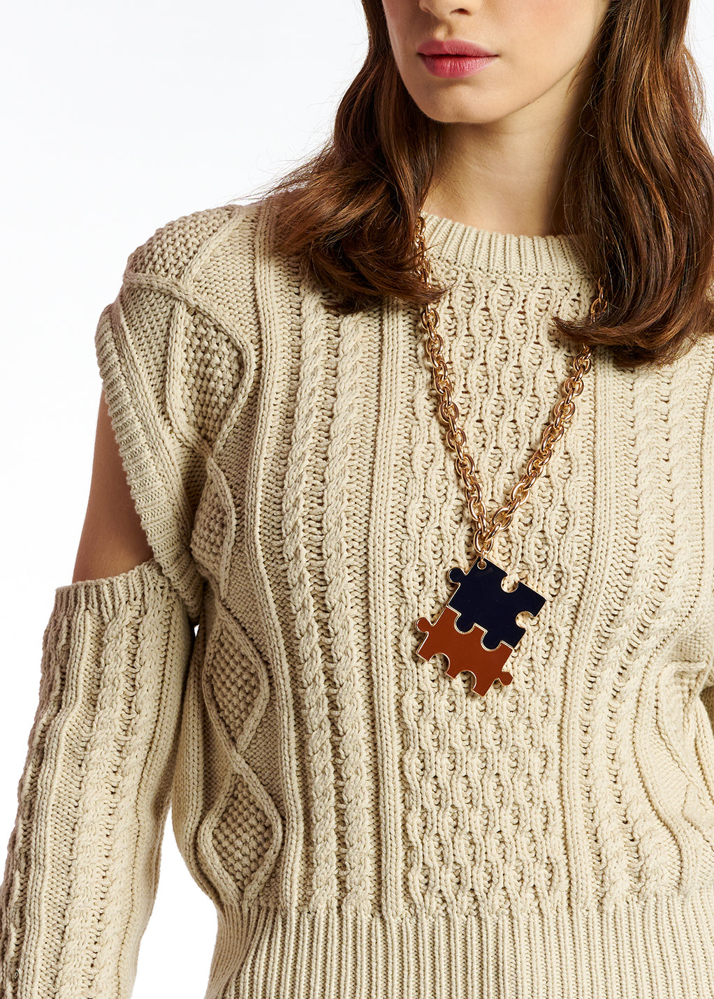 Pull écru en tricot torsadé avec manches détachables RE—SSENTIEL | Essentiel second hand