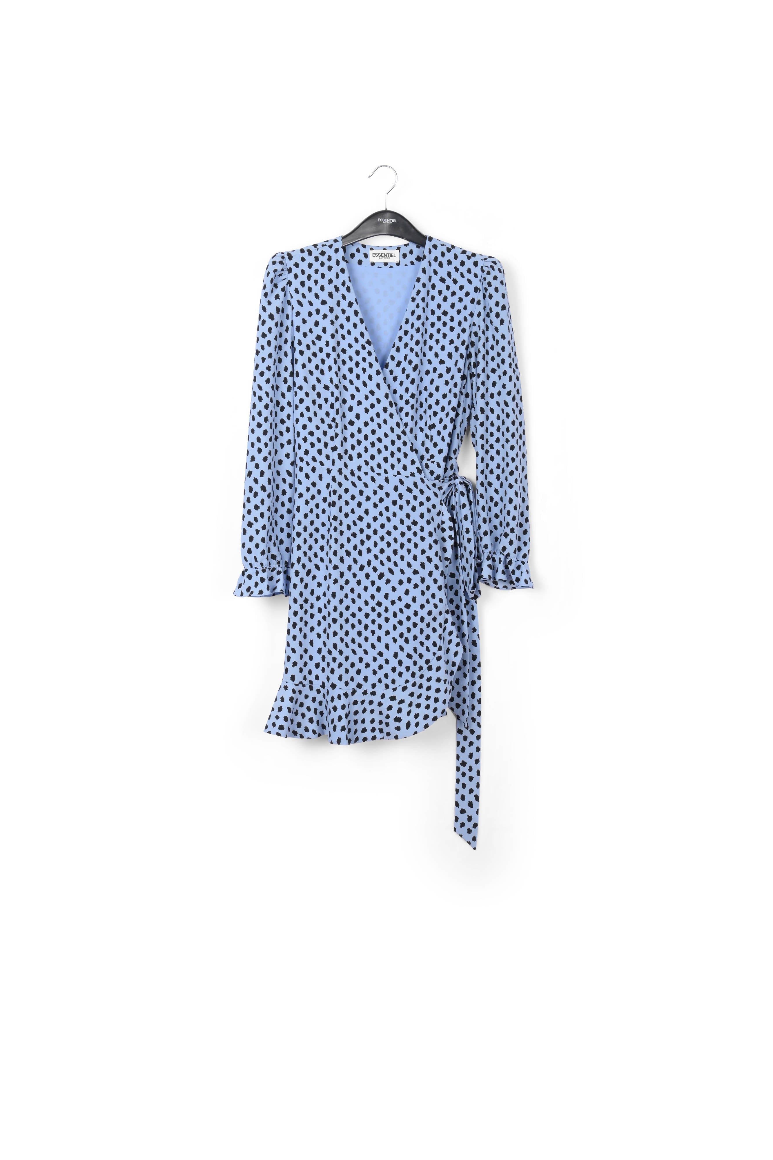 Light blue polka dot wrap mini dress RE—SSENTIEL | Essentiel second hand