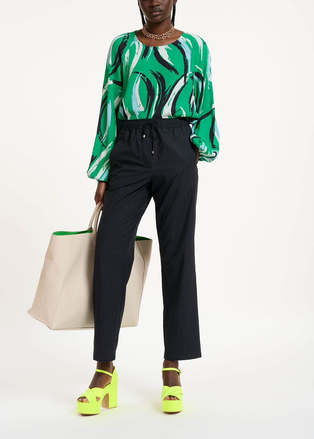 Dark blue pinstriped pants RE—SSENTIEL | Essentiel second hand