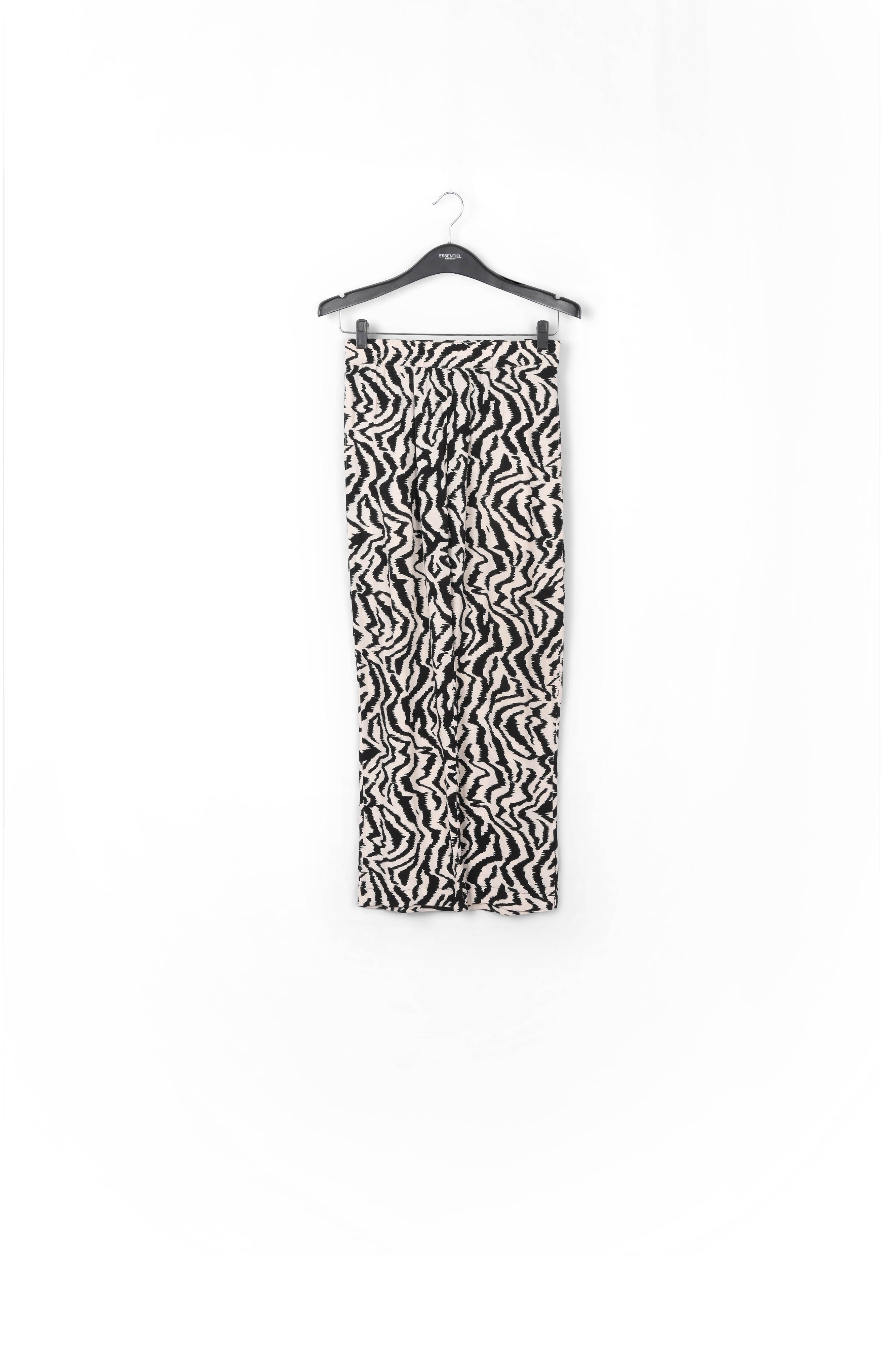 Black and white zebra-print wide-leg pants RE—SSENTIEL | Essentiel second hand