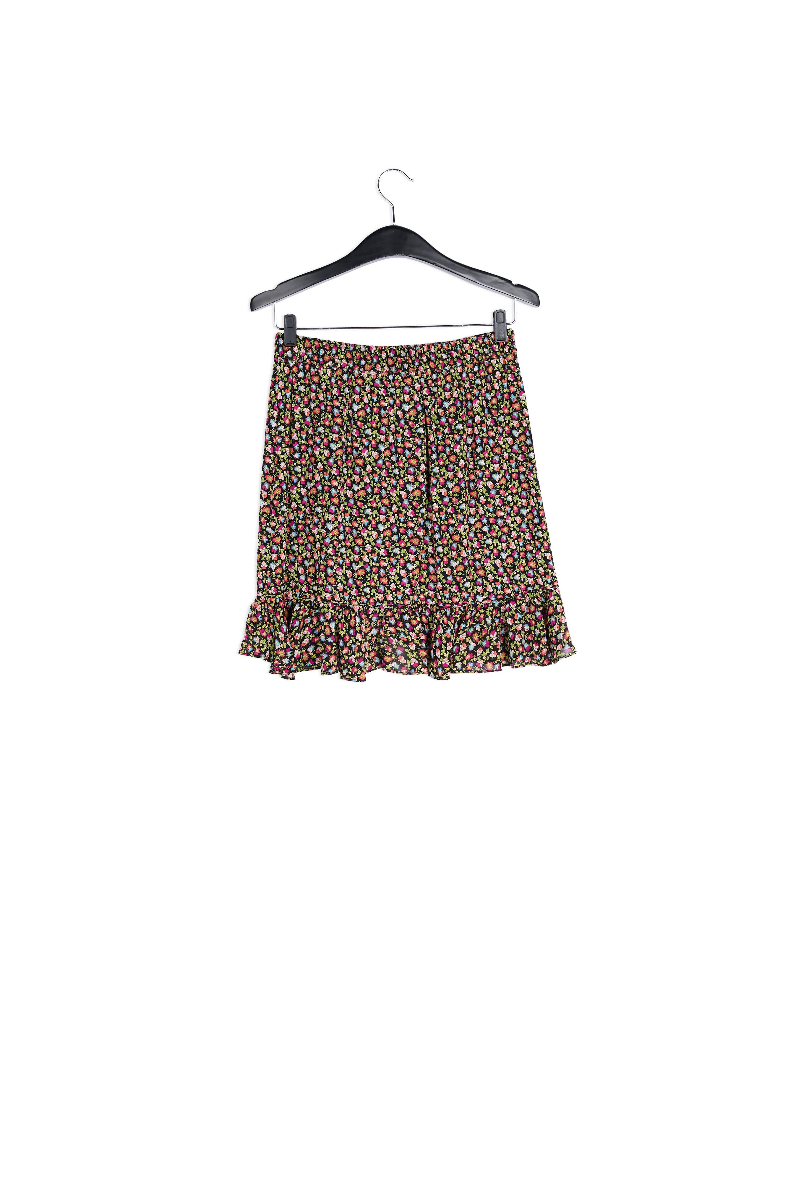 Minijupe portefeuille rose, bleu clair et vert bouteille à imprimé floral RE—SSENTIEL | Essentiel second hand