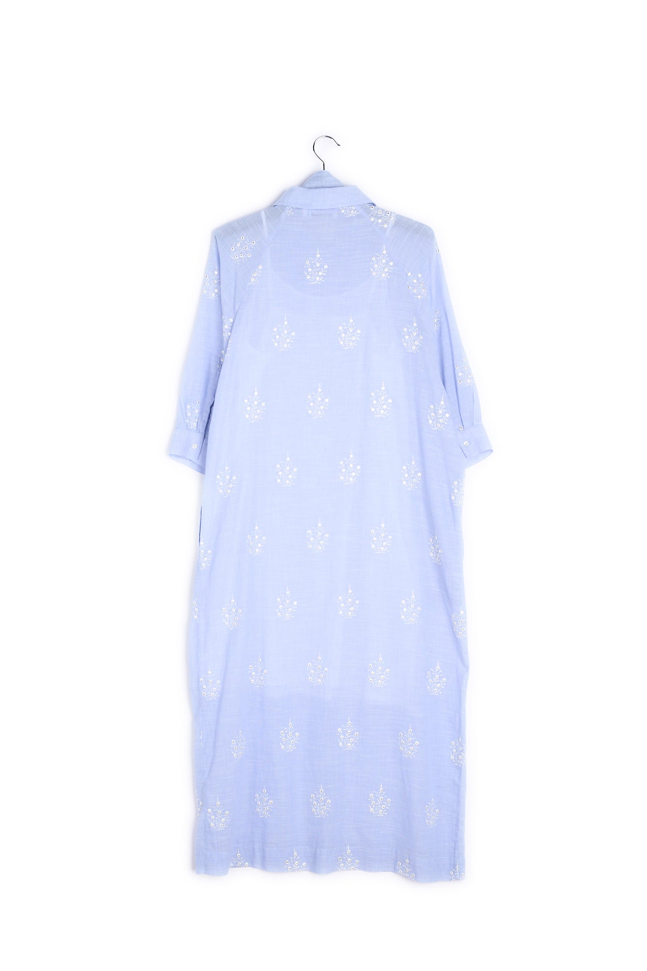 Light blue embellished embroidered cotton shirt dress RE—SSENTIEL | Essentiel second hand