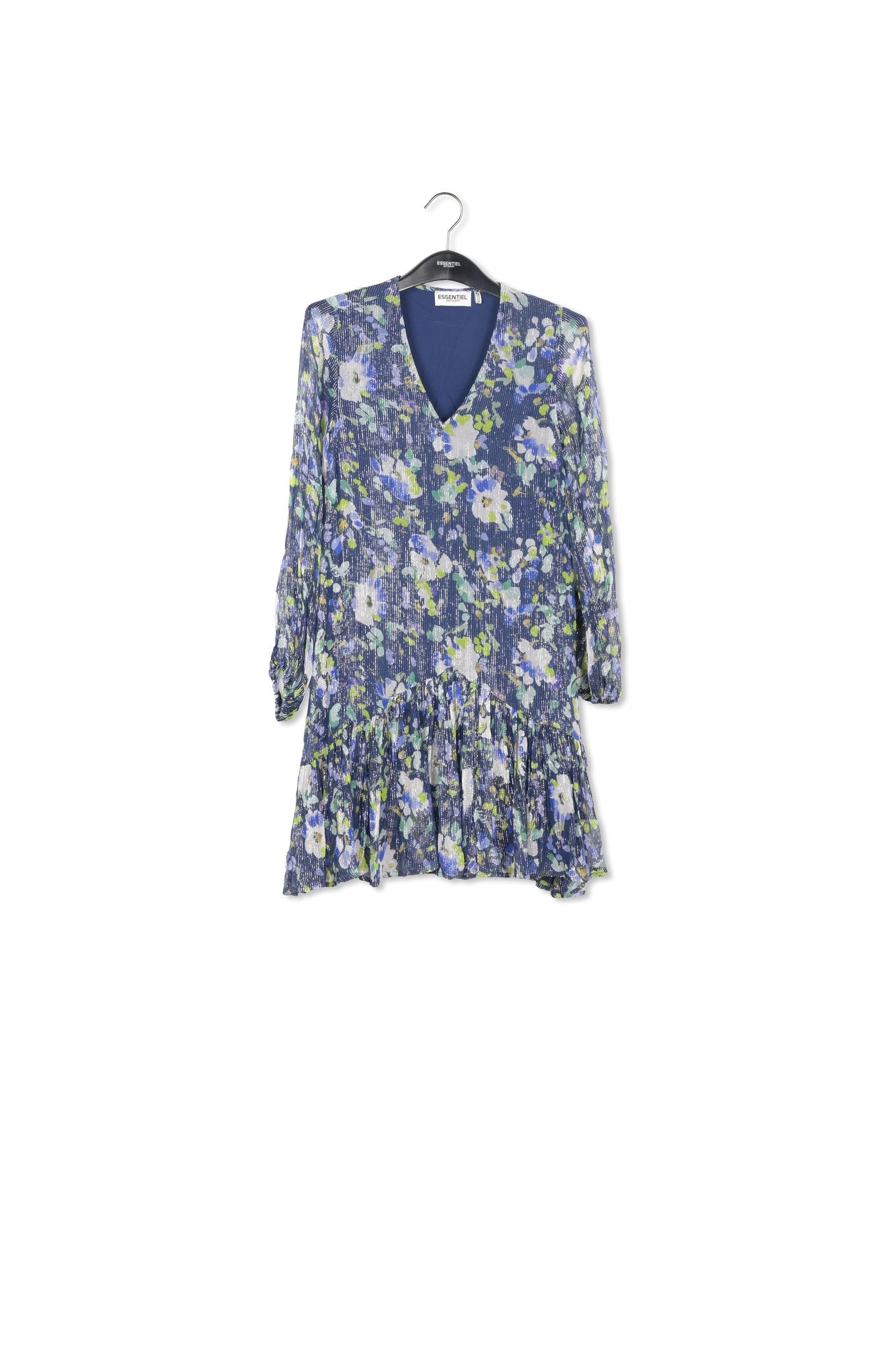 Robe trapèze bleu foncé à imprimé floral RE—SSENTIEL | Essentiel second hand