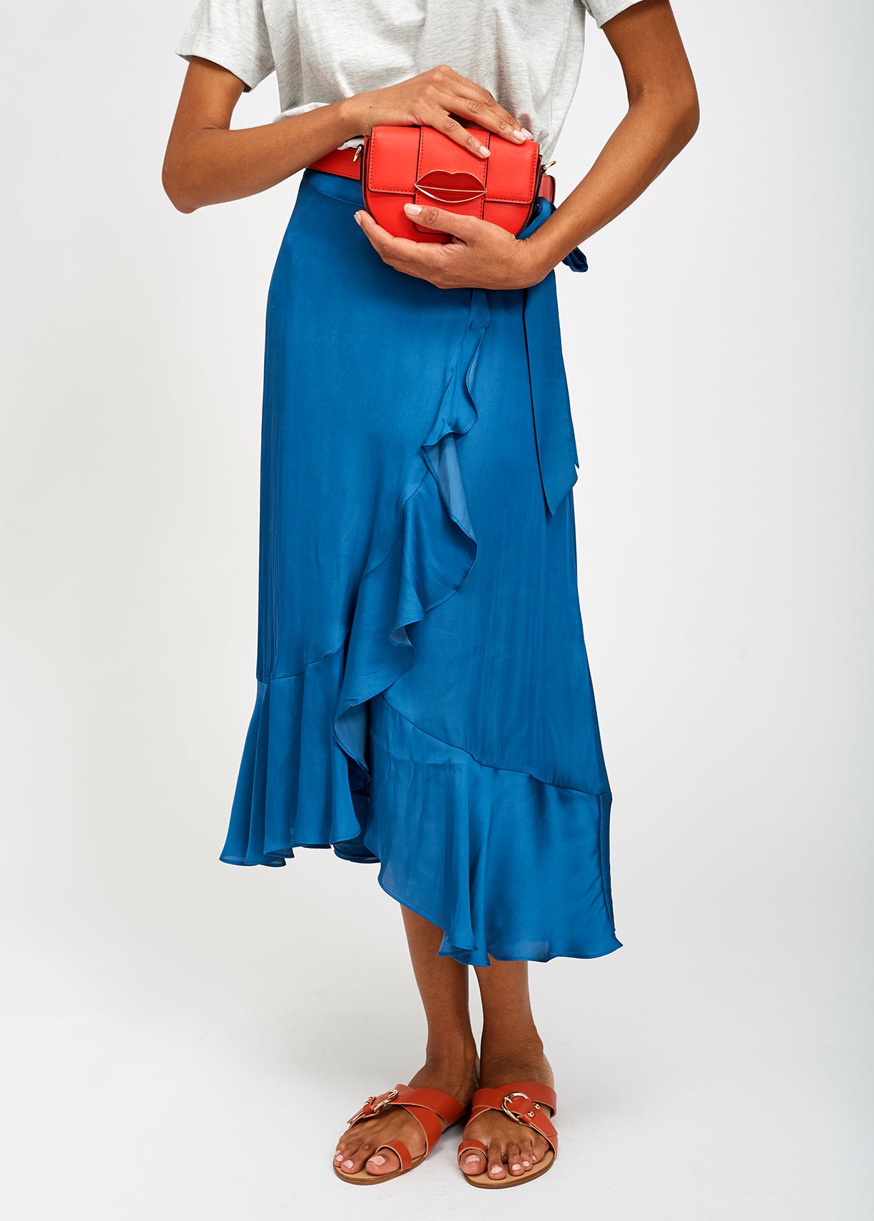 Blue wrap skirt with frills RE—SSENTIEL | Essentiel second hand