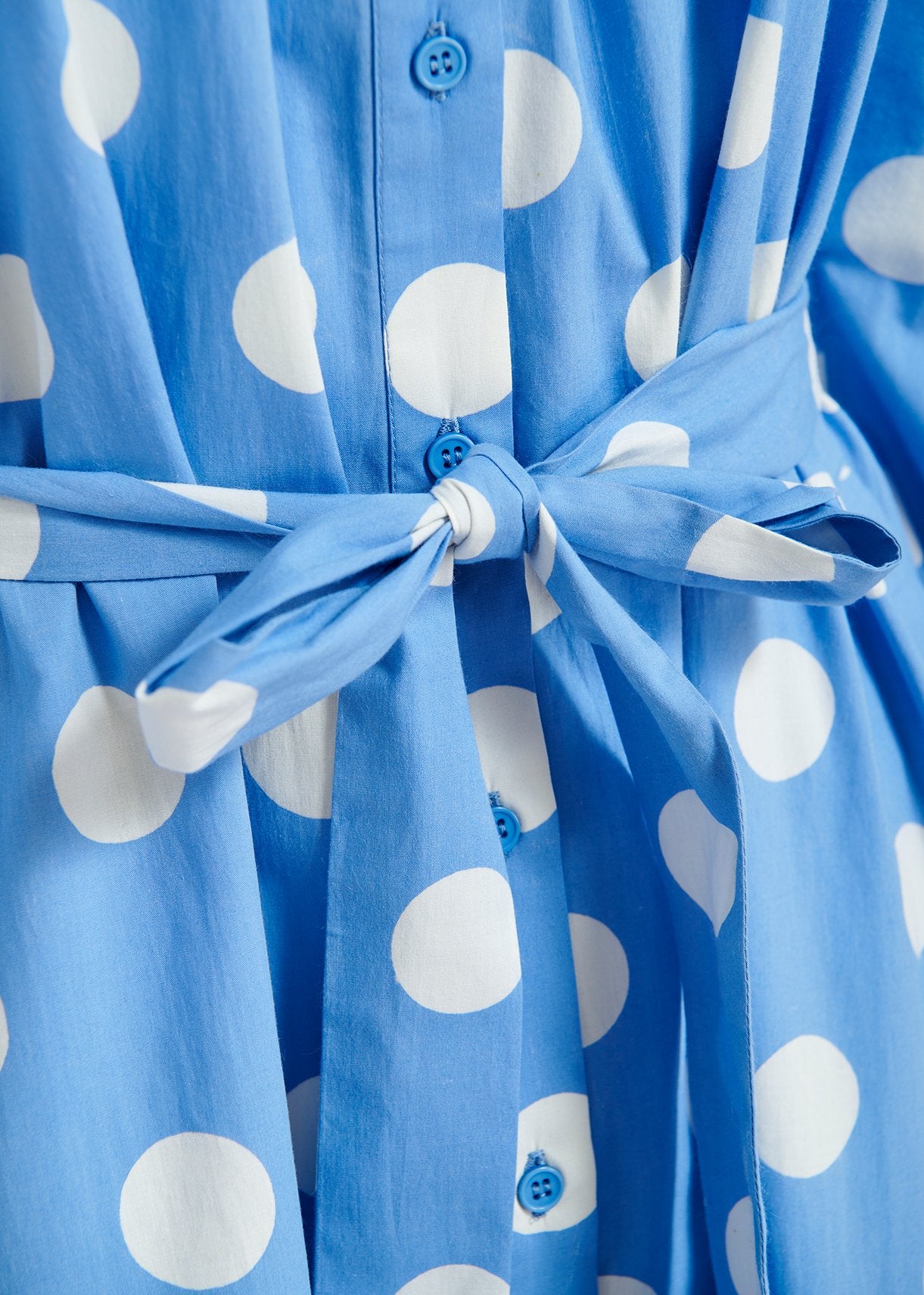 Blue and white polka-dot knee-length shirt dress RE—SSENTIEL | Essentiel second hand