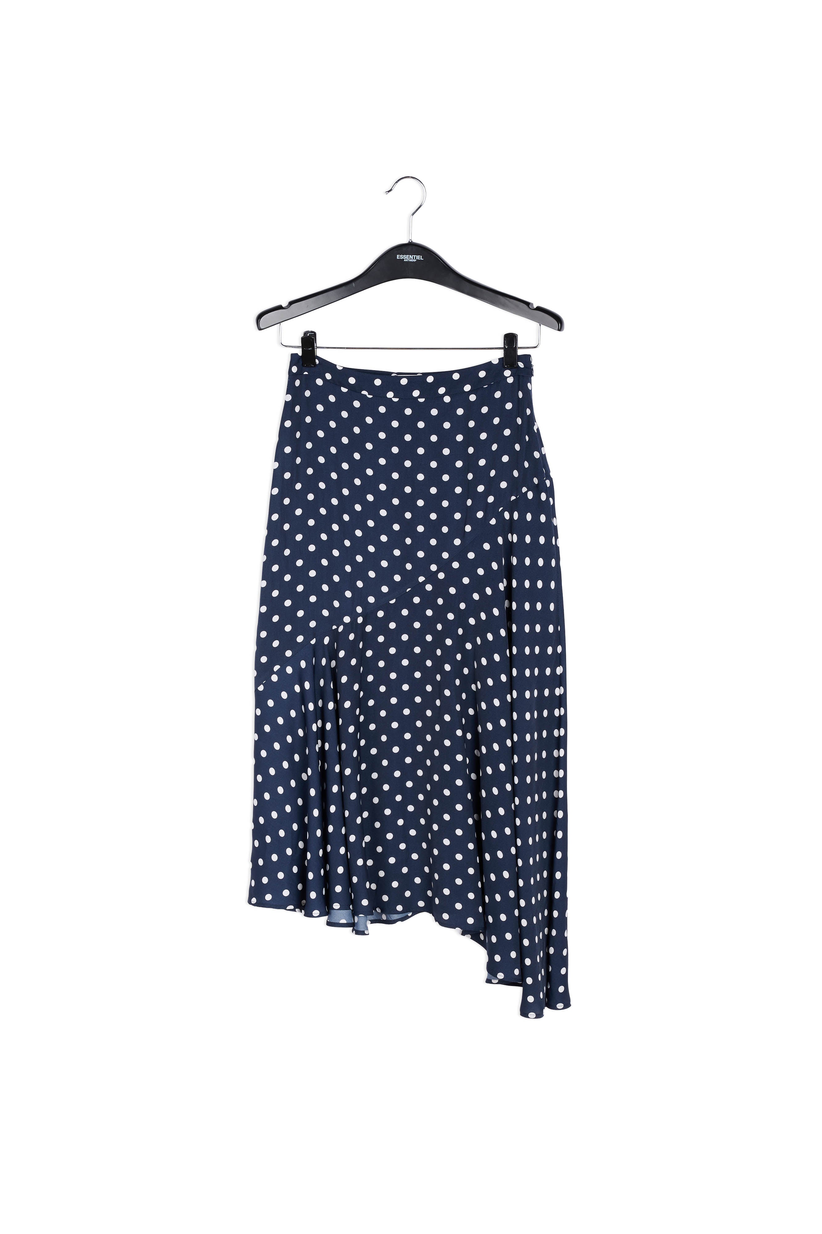 Dark blue polka dot midi skirt RE—SSENTIEL | Essentiel second hand