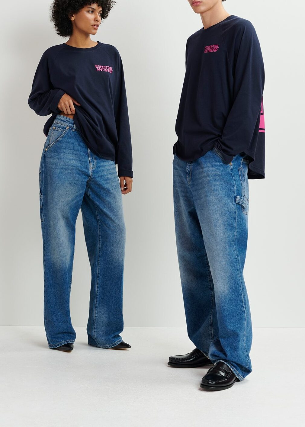 Blauwe timmermansjeans met rechte pijpen RE—SSENTIEL | Essentiel second hand