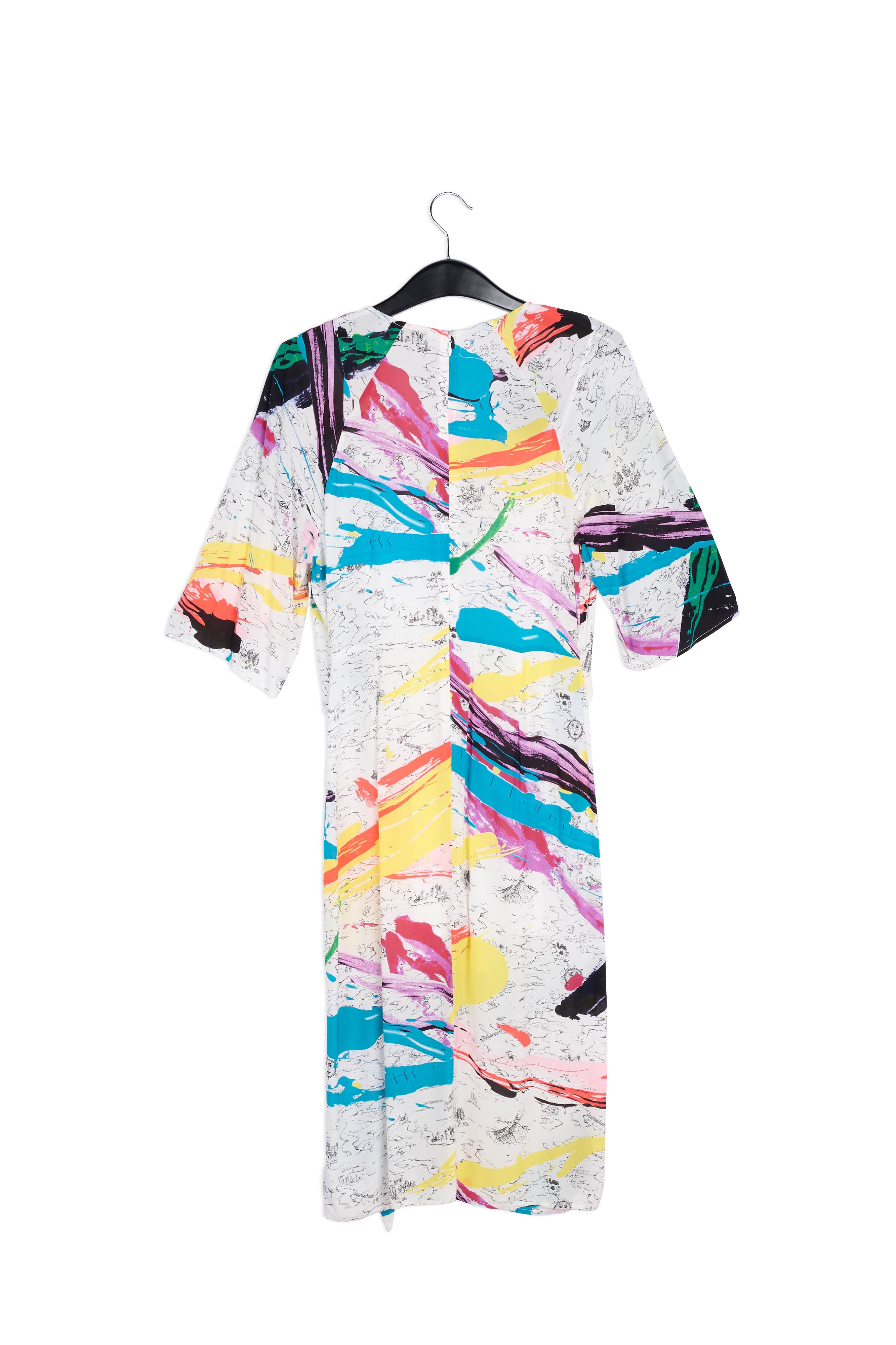 Off-white midi dress with colorful splatters RE—SSENTIEL | Essentiel second hand