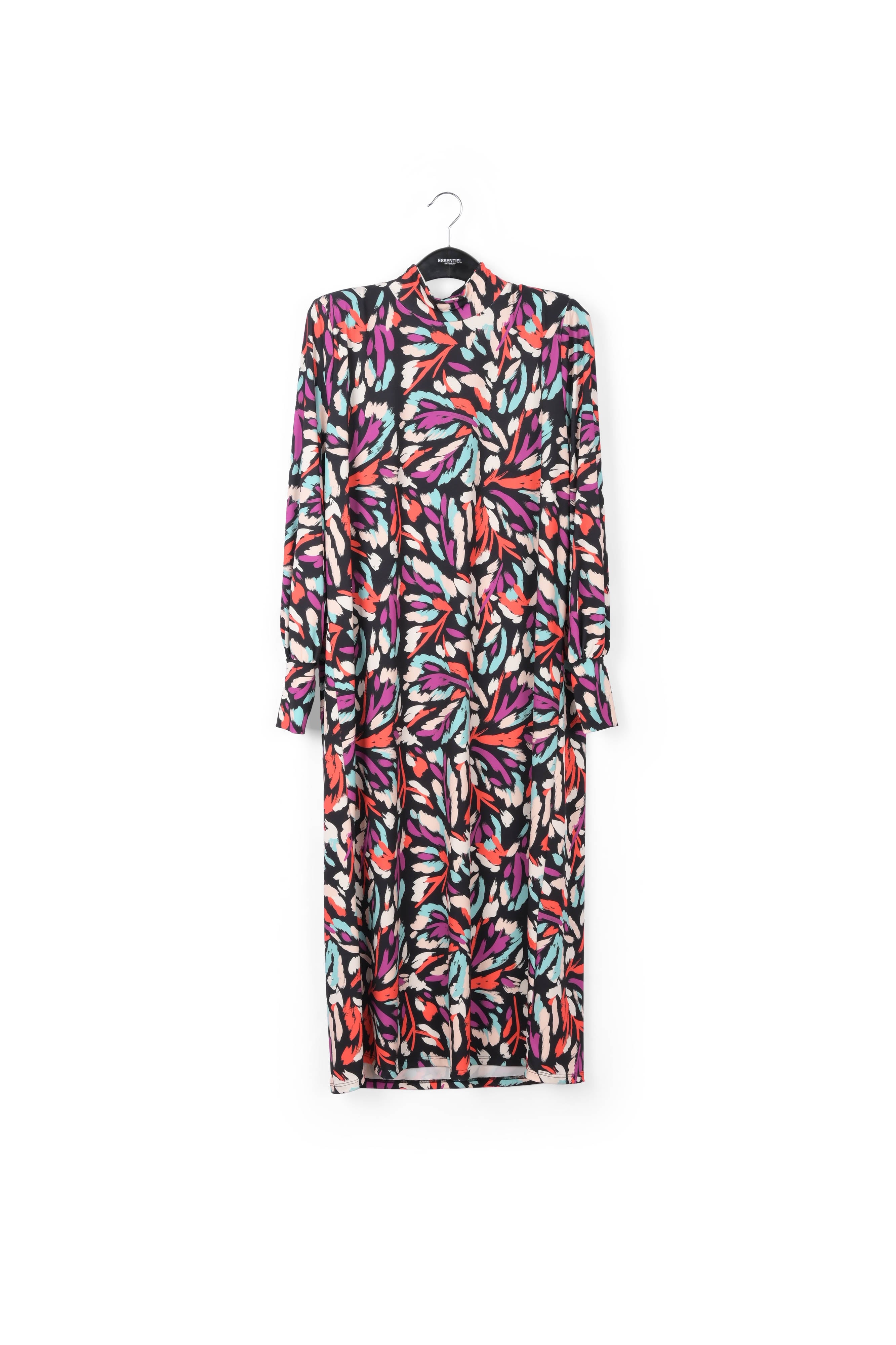 Robe midi en jersey noire, rouge corail et pourpre RE—SSENTIEL | Essentiel second hand