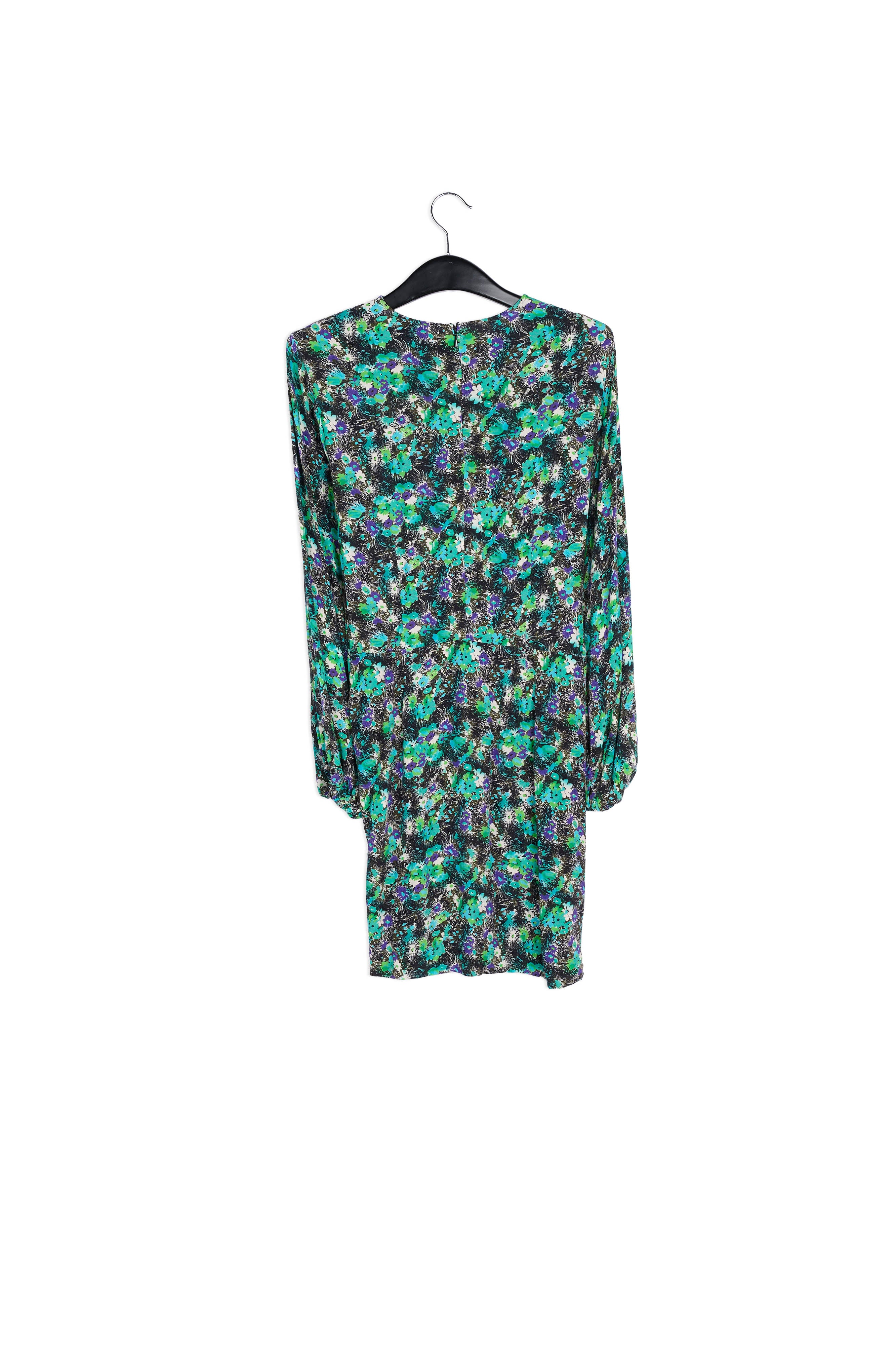 Black and blue floral print mini dress RE—SSENTIEL | Essentiel second hand